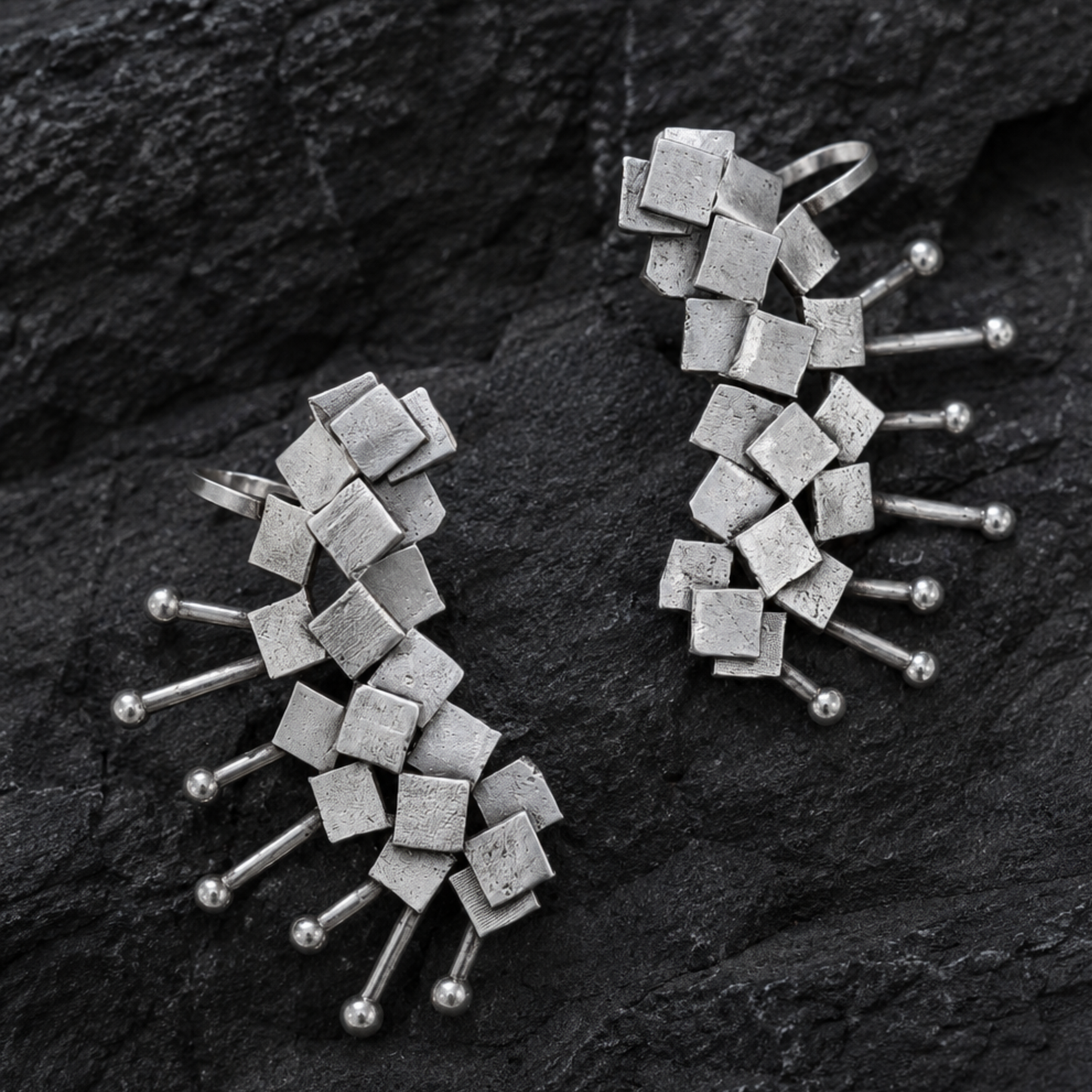 Chunky Silver Ear Cuff for Women | Geometric No-Piercing Clip-On Earring