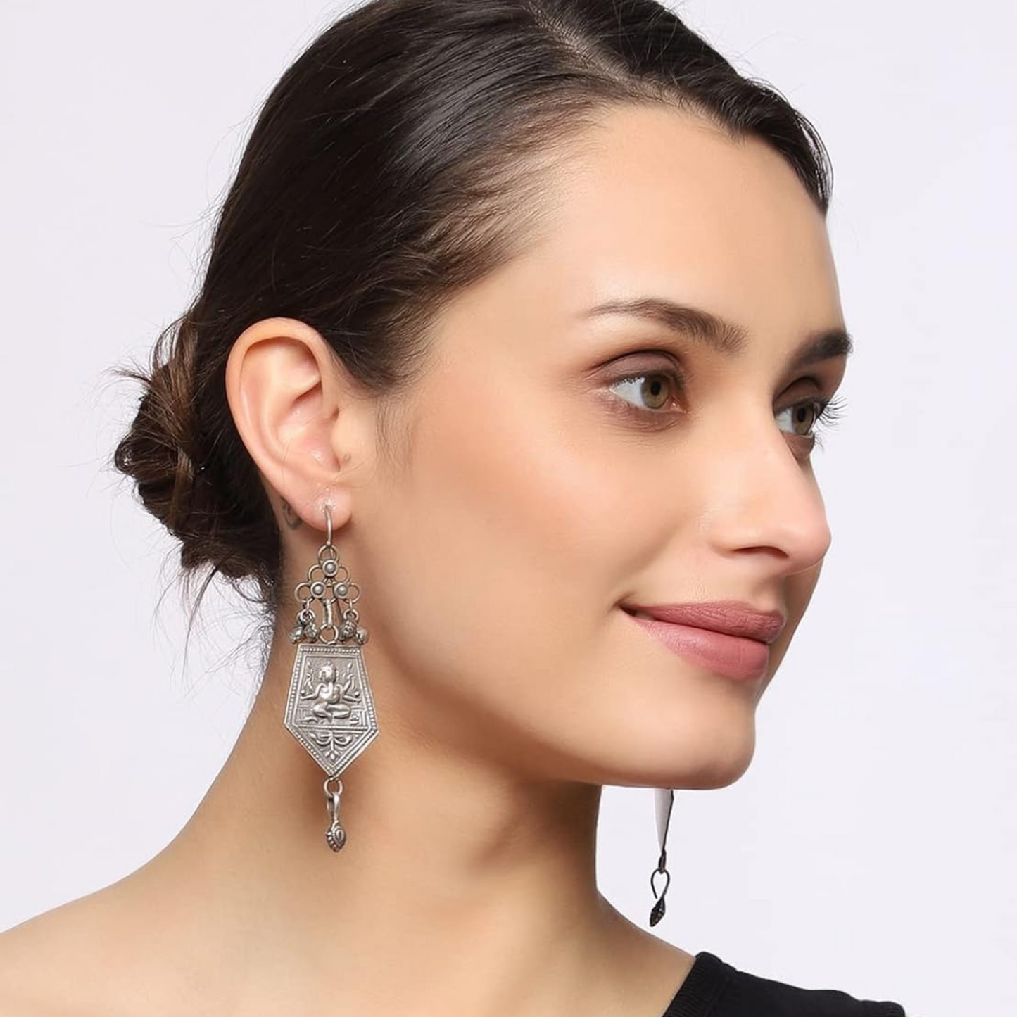 Antique Style Drop & Dangler Oxidized Silver Earrings – Elegant Traditional Jewelry