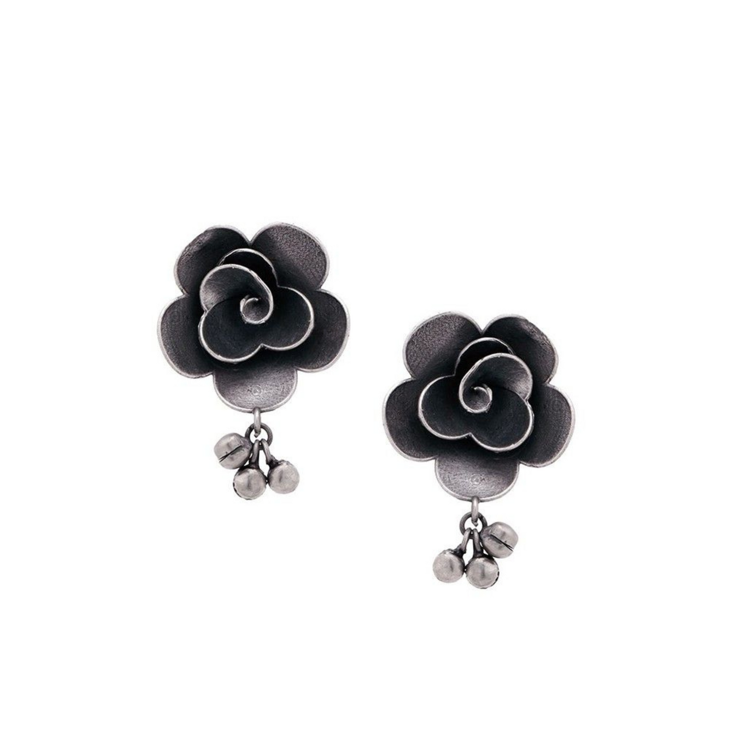 Dulcett Oxidized Earrings For Women : Floral Shape Oxidized Stud Earrings