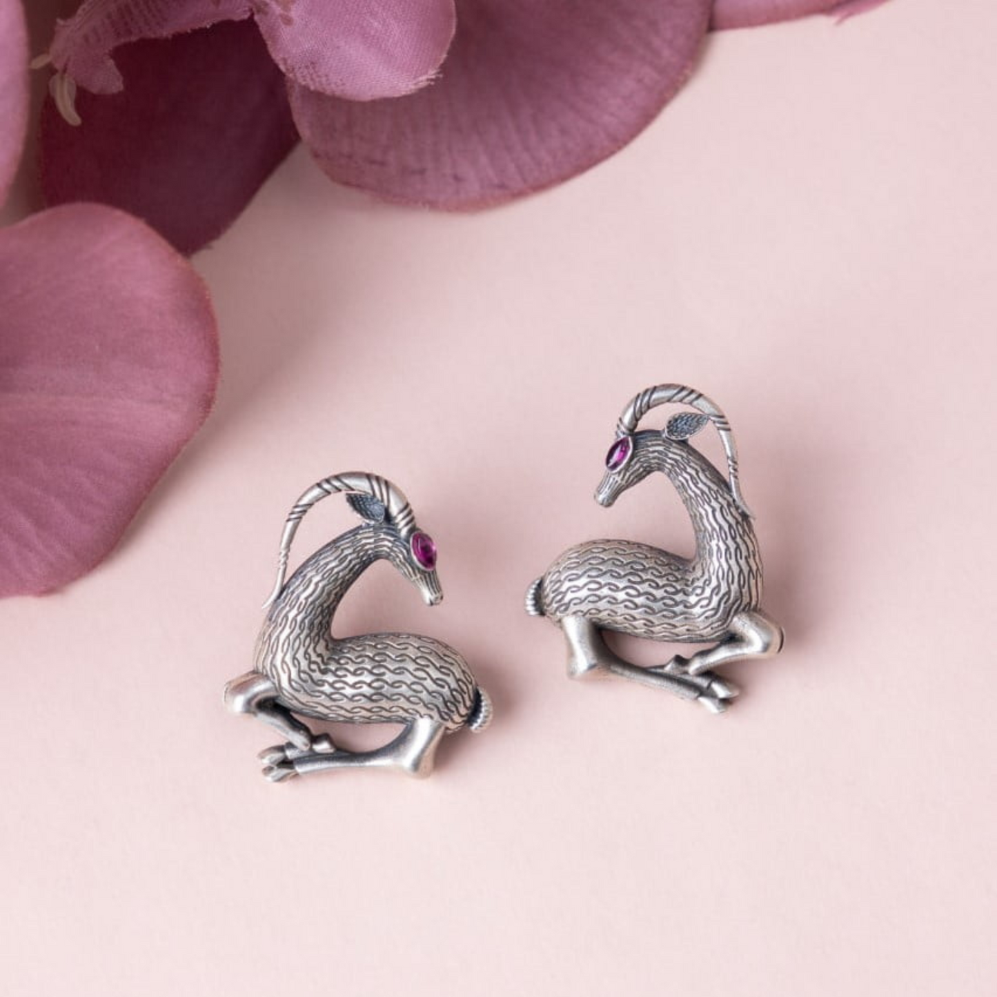 Oxidized Silver Stud Earrings - Unique, Vintage-Inspired Jewelry