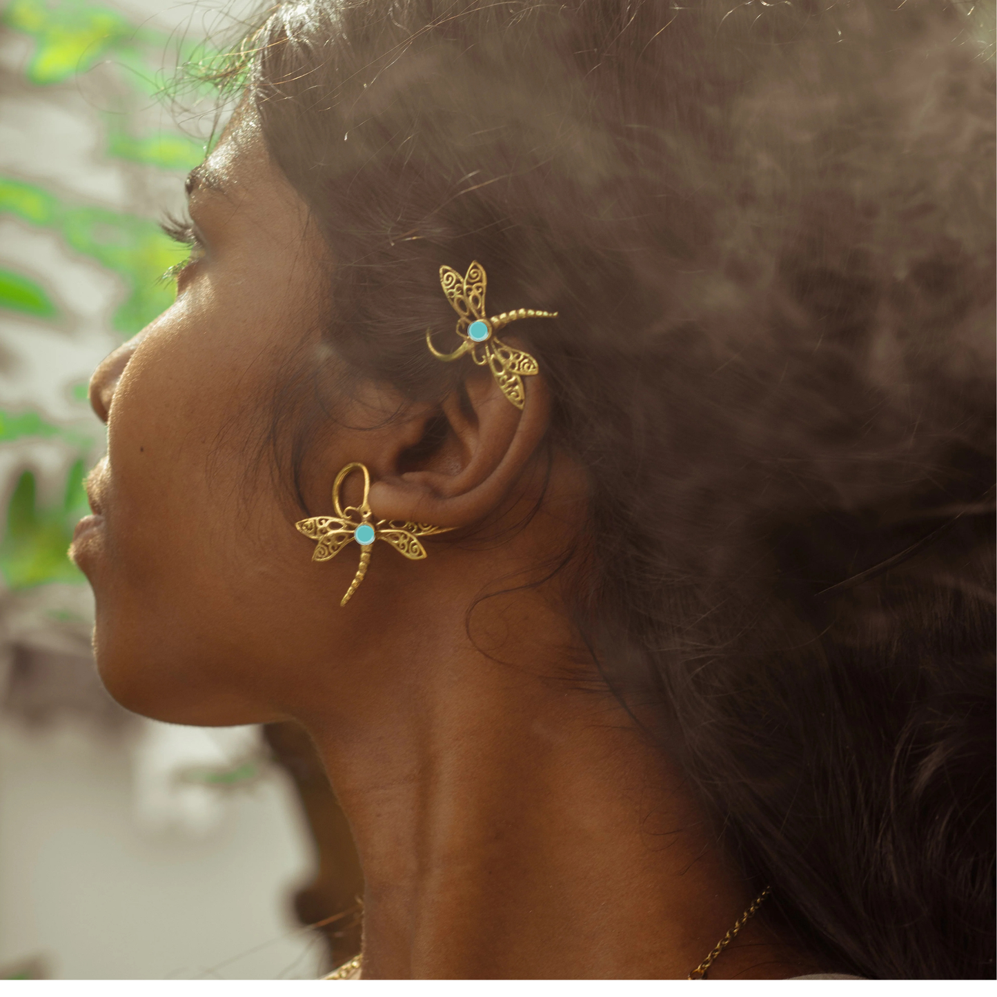 Dragonfly Boho Ear Cuff, Dragonfly Brass Ear Cuff