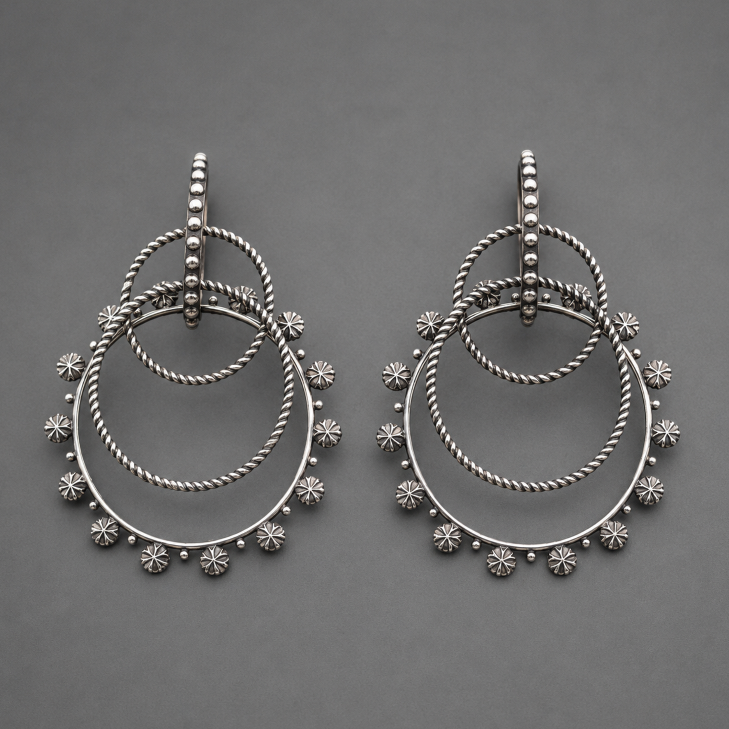 Dulcett Oxidized Round Hoop Earrings – Handcrafted Silver Jewelry for Elegant Style