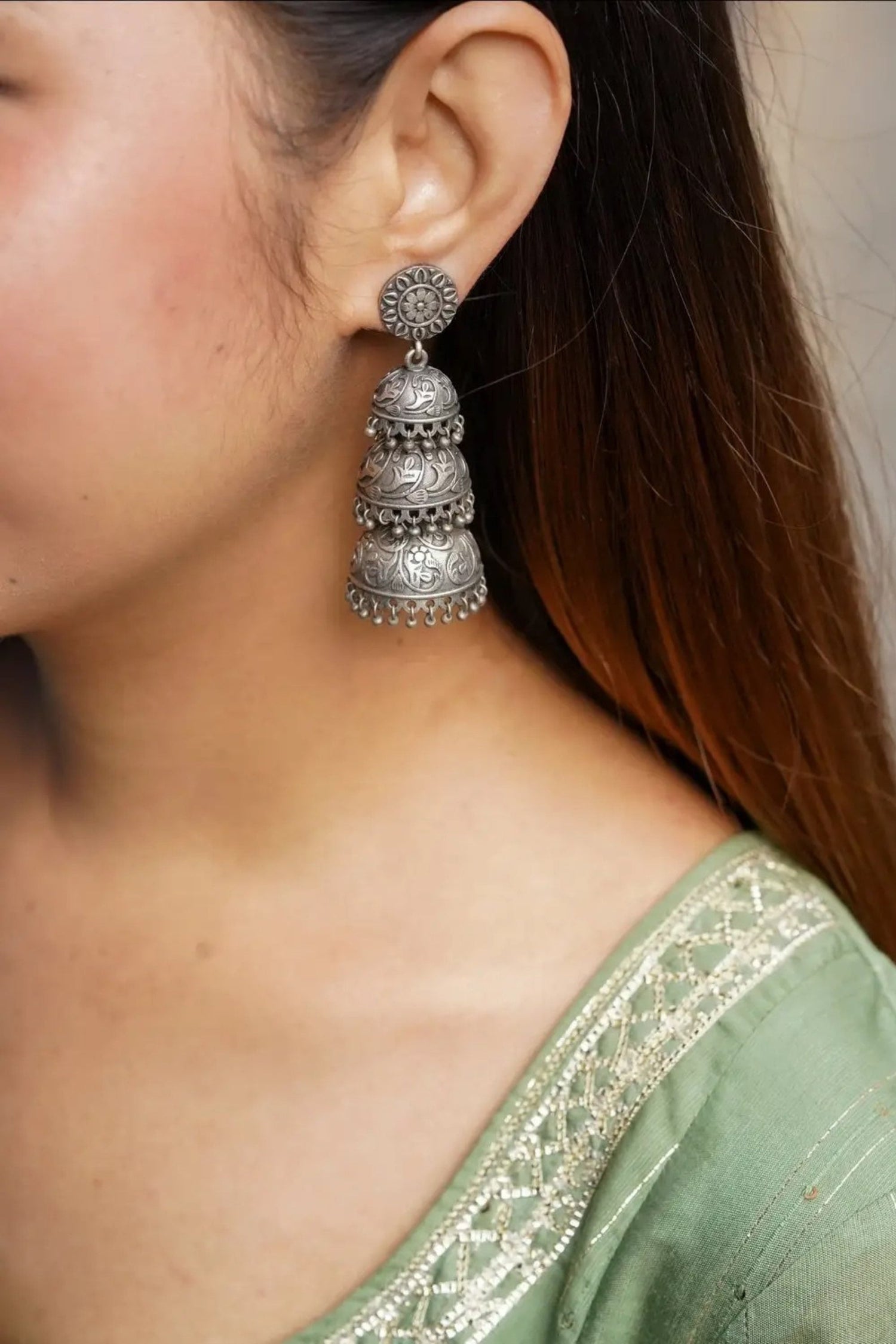 Oxidized Silver Earrings