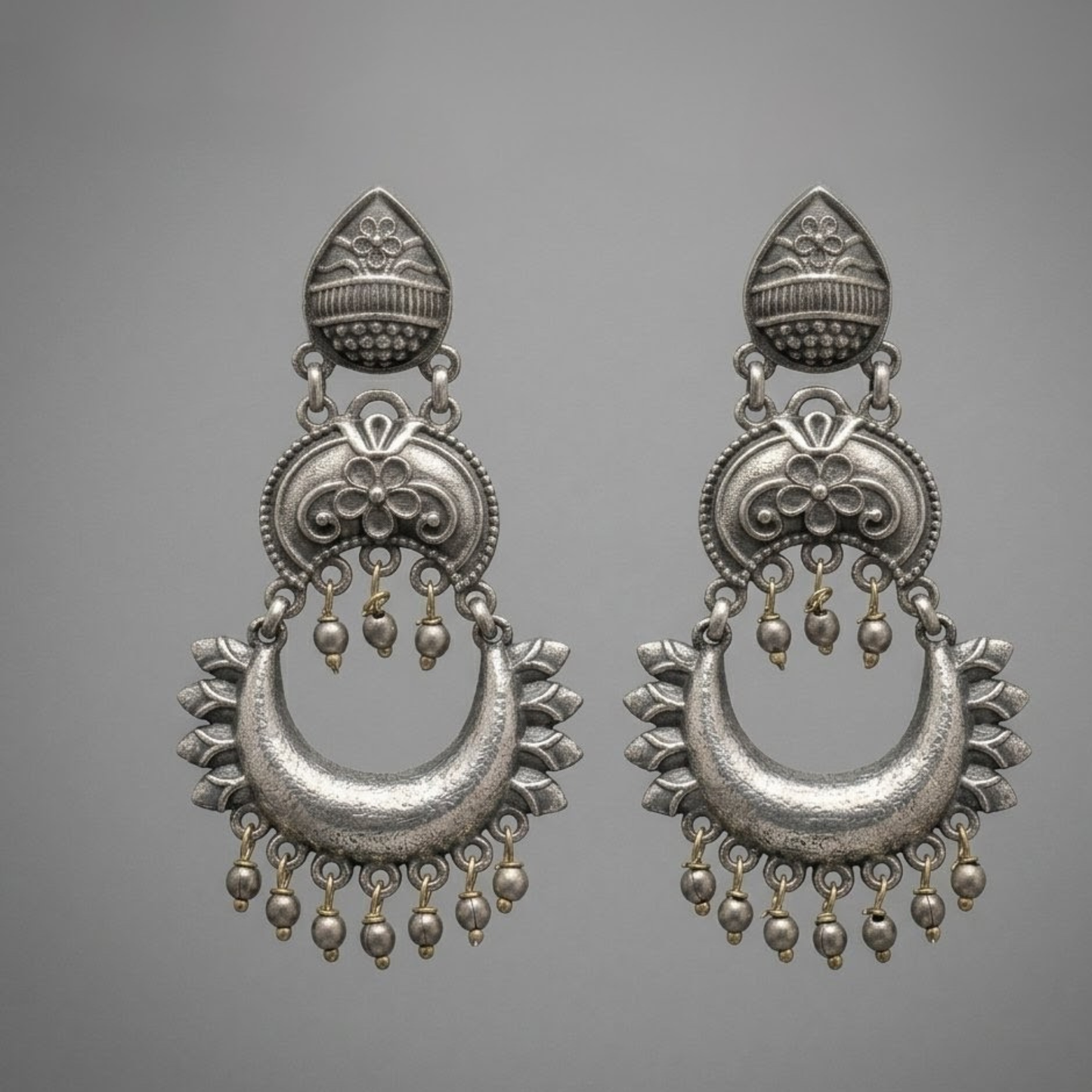 Exquisite Oxidised Silver Earrings – Handcrafted Elegance by Dulcett India