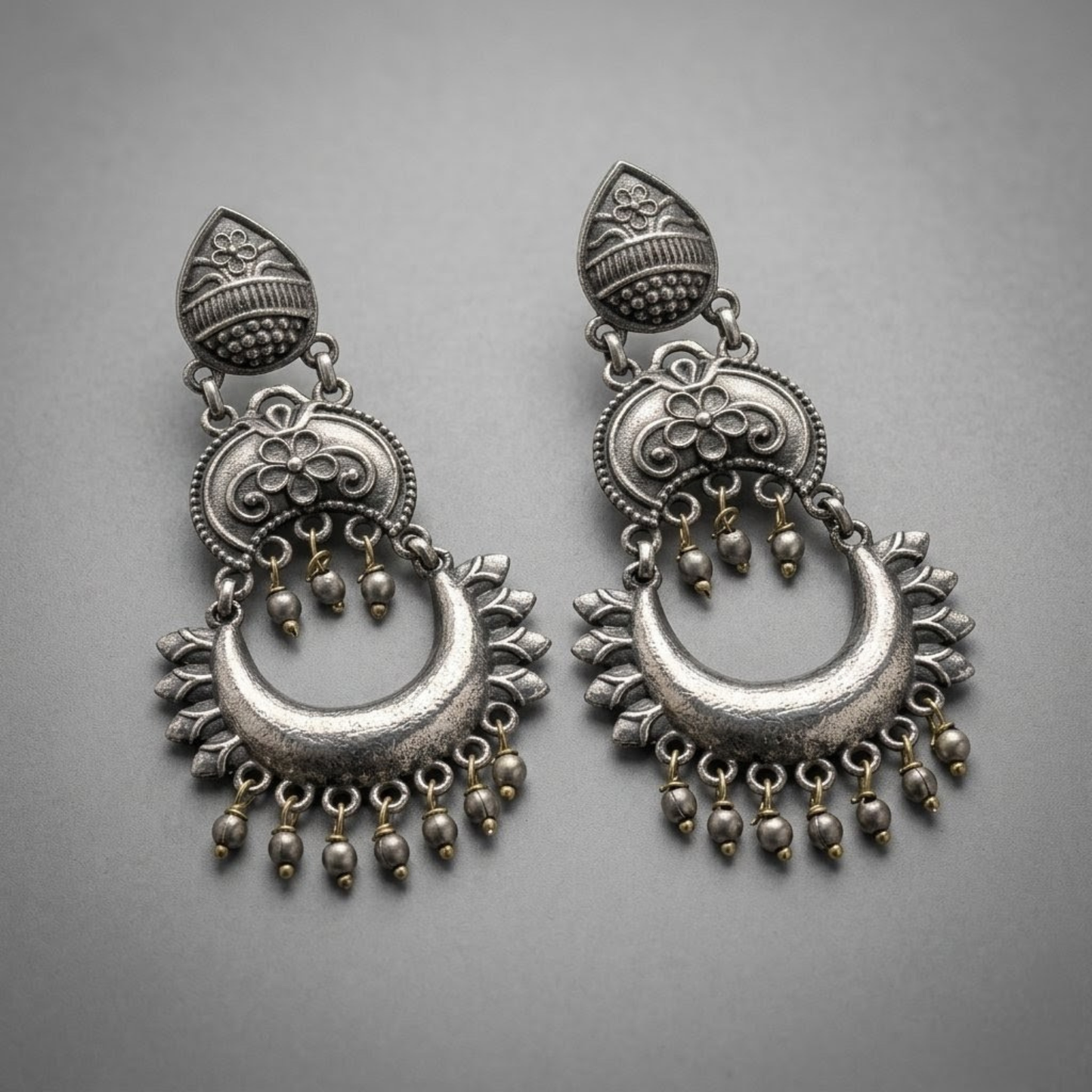 Exquisite Oxidised Silver Earrings – Handcrafted Elegance by Dulcett India
