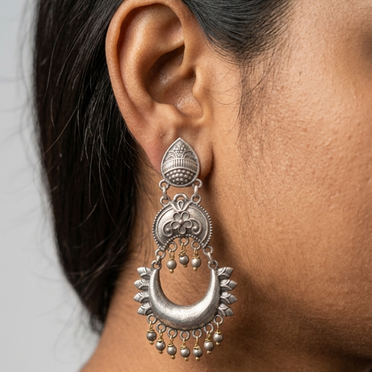 Exquisite Oxidised Silver Earrings – Handcrafted Elegance by Dulcett India