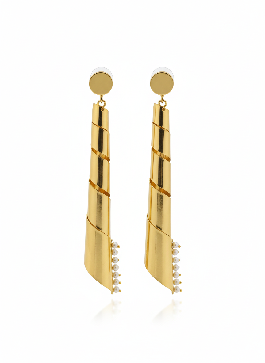 Gold Dangle Earrings: Long Spiral & Pearl Drop Earrings for Women