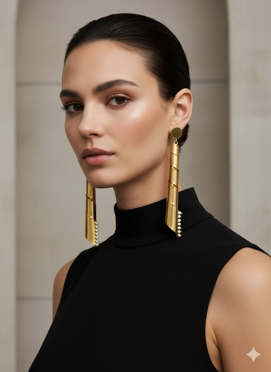 Gold Dangle Earrings: Long Spiral & Pearl Drop Earrings for Women