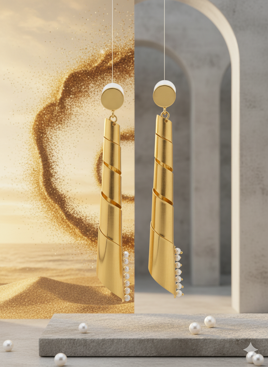 Gold Dangle Earrings: Long Spiral & Pearl Drop Earrings for Women