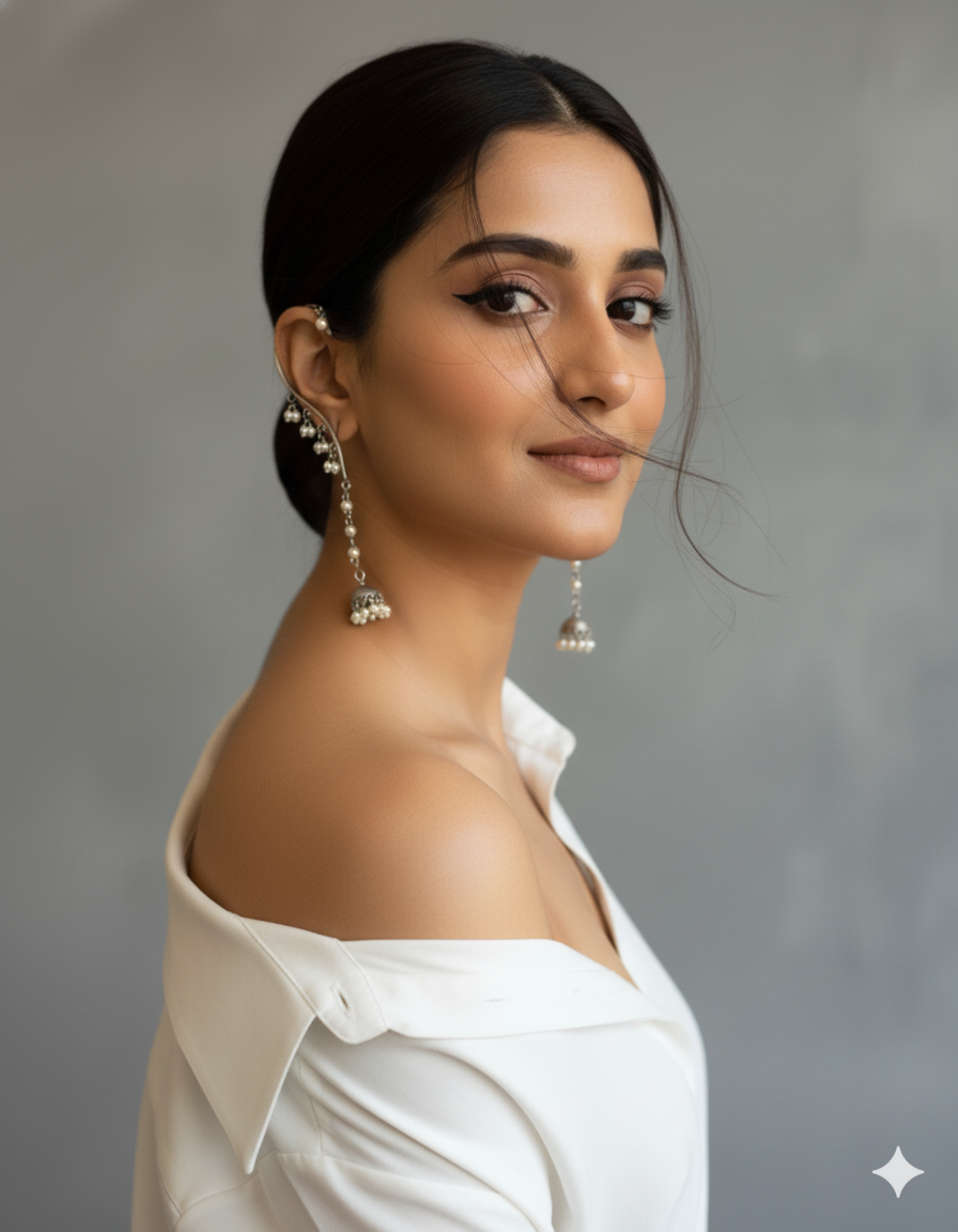 Pearl Jhumki Ear cuff Earrings, Ear Climbers with Pearls