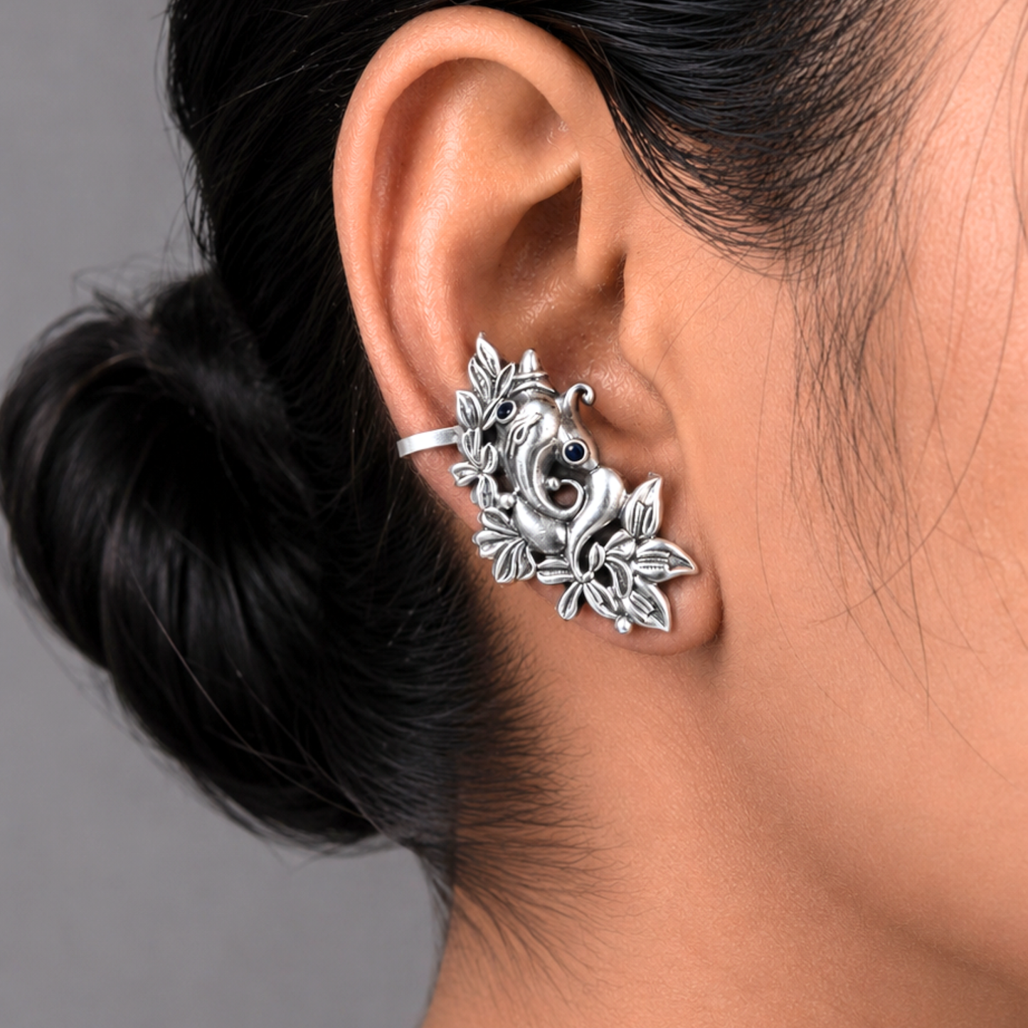 Dulcett Ganesha Oxidised Ear Cuff | Ethnic Non-Pierced Cartilage Earring