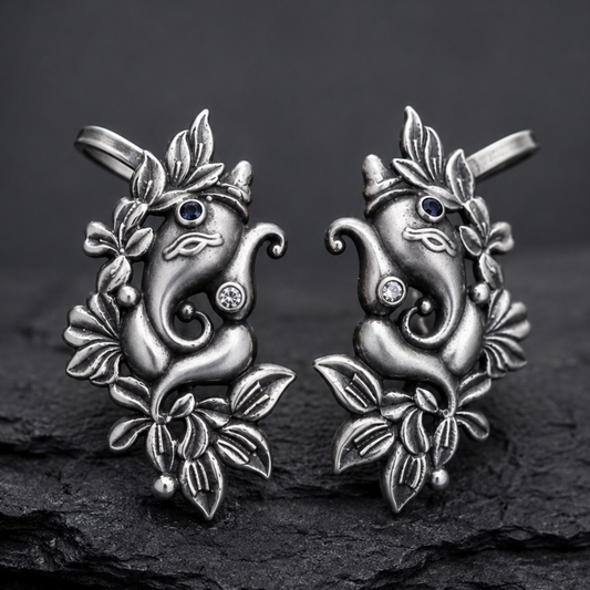 Dulcett Ganesha Oxidised Ear Cuff | Ethnic Non-Pierced Cartilage Earring
