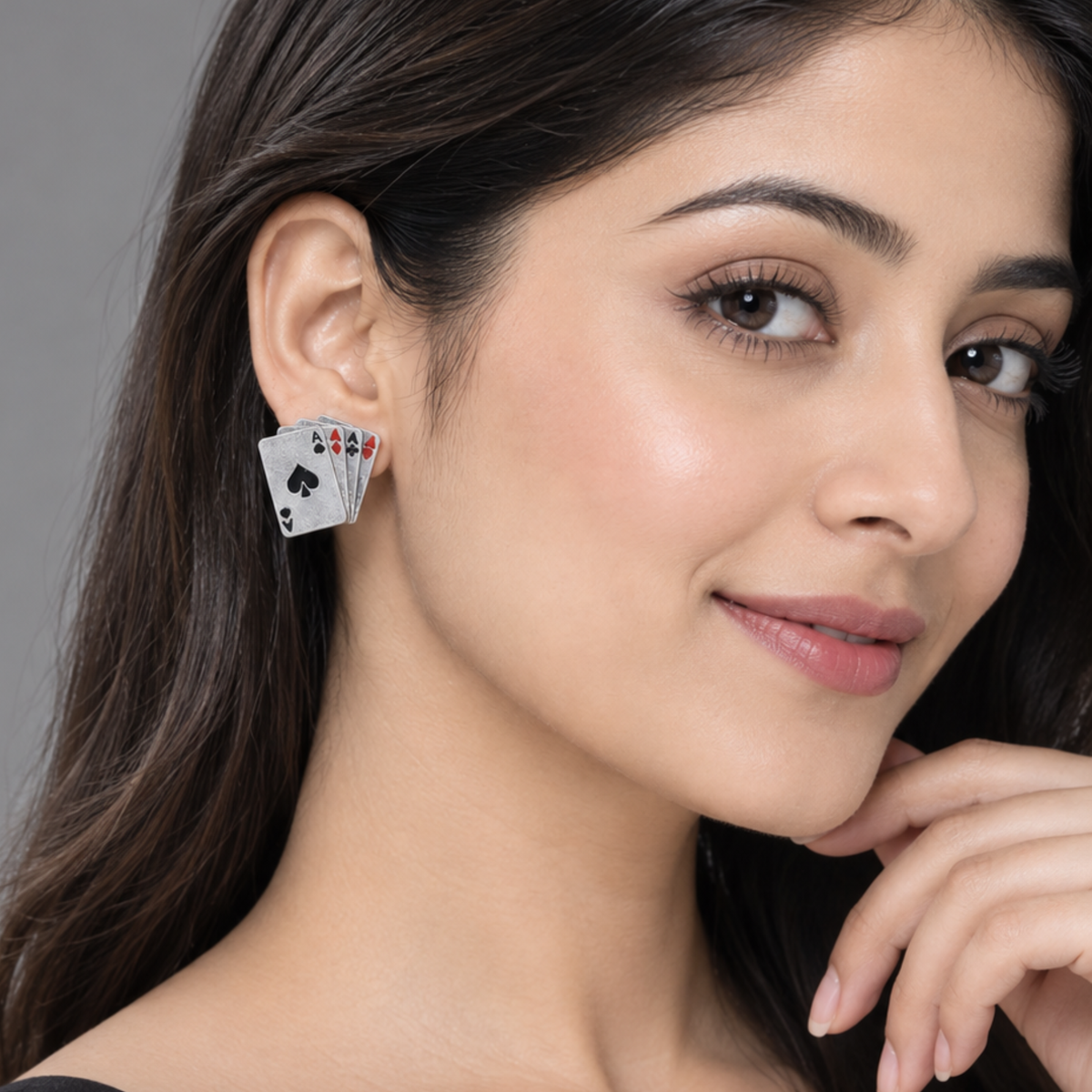 Ace of Spades Playing Card Stud Earrings | Quirky Silver & Enamel Statement Jewelry for Card Games & Casino Lovers