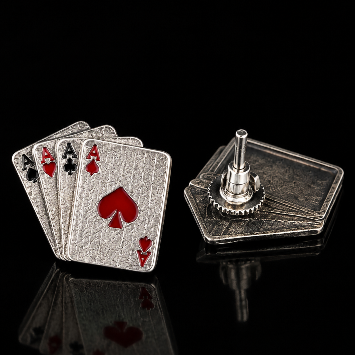 Ace of Spades Playing Card Stud Earrings | Quirky Silver & Enamel Statement Jewelry for Card Games & Casino Lovers