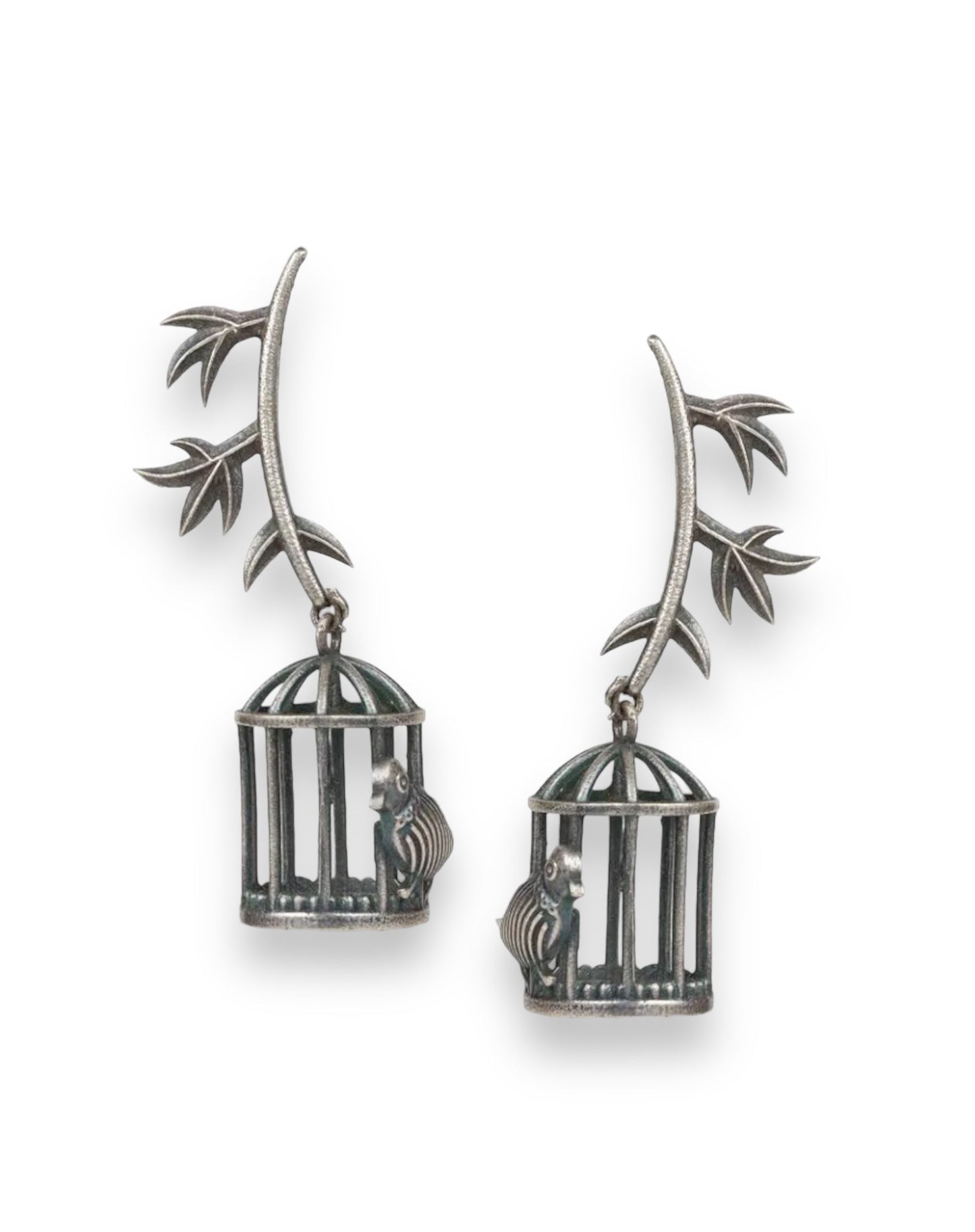 Oxidized Uncaged Bird Ear Cuff – Unique & Artistic Jewelry