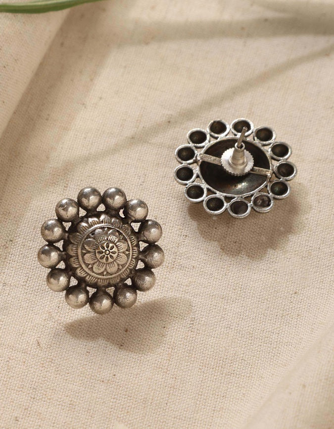 Round Oxidized Stud Earrings