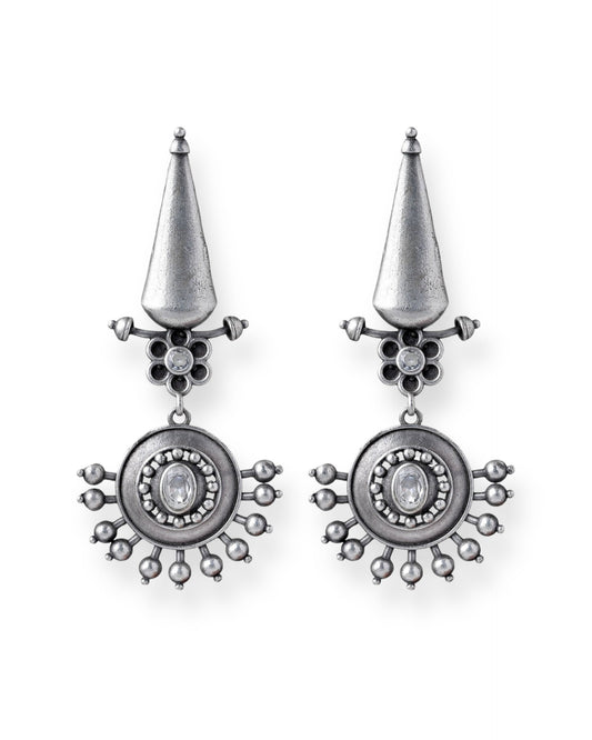 Dulcett Oxidized Tribal Earrings – Handcrafted Lightweight Silver Jewelry