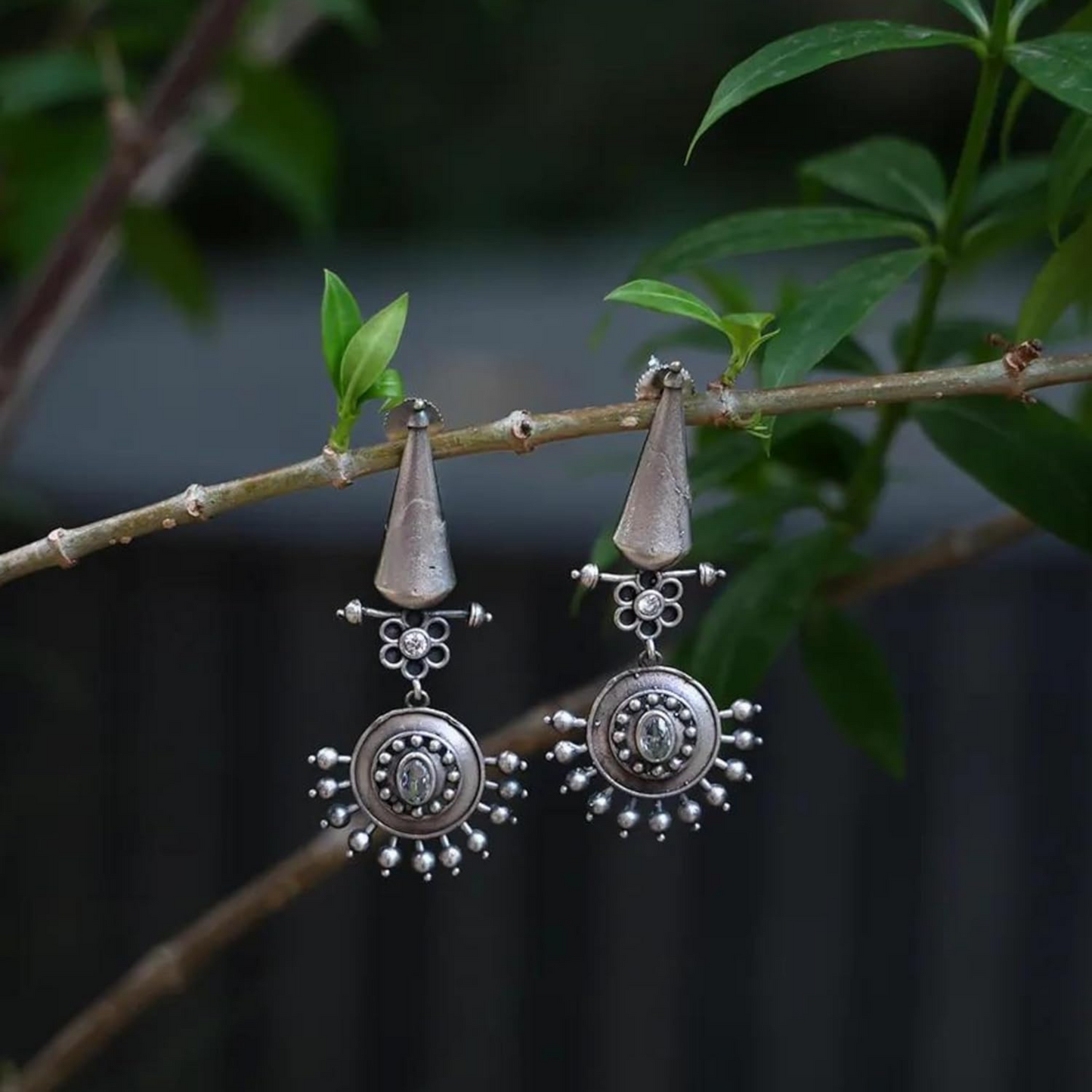 Dulcett Oxidized Tribal Earrings – Handcrafted Lightweight Silver Jewelry