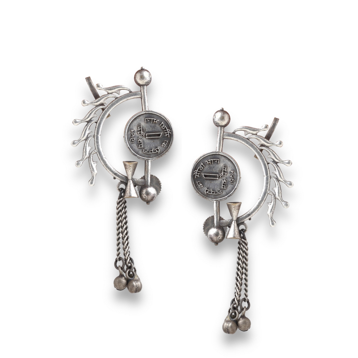 Oxidized Silver Plated Coin Ear Cuff Earrings - Vintage-Inspired Jewelry