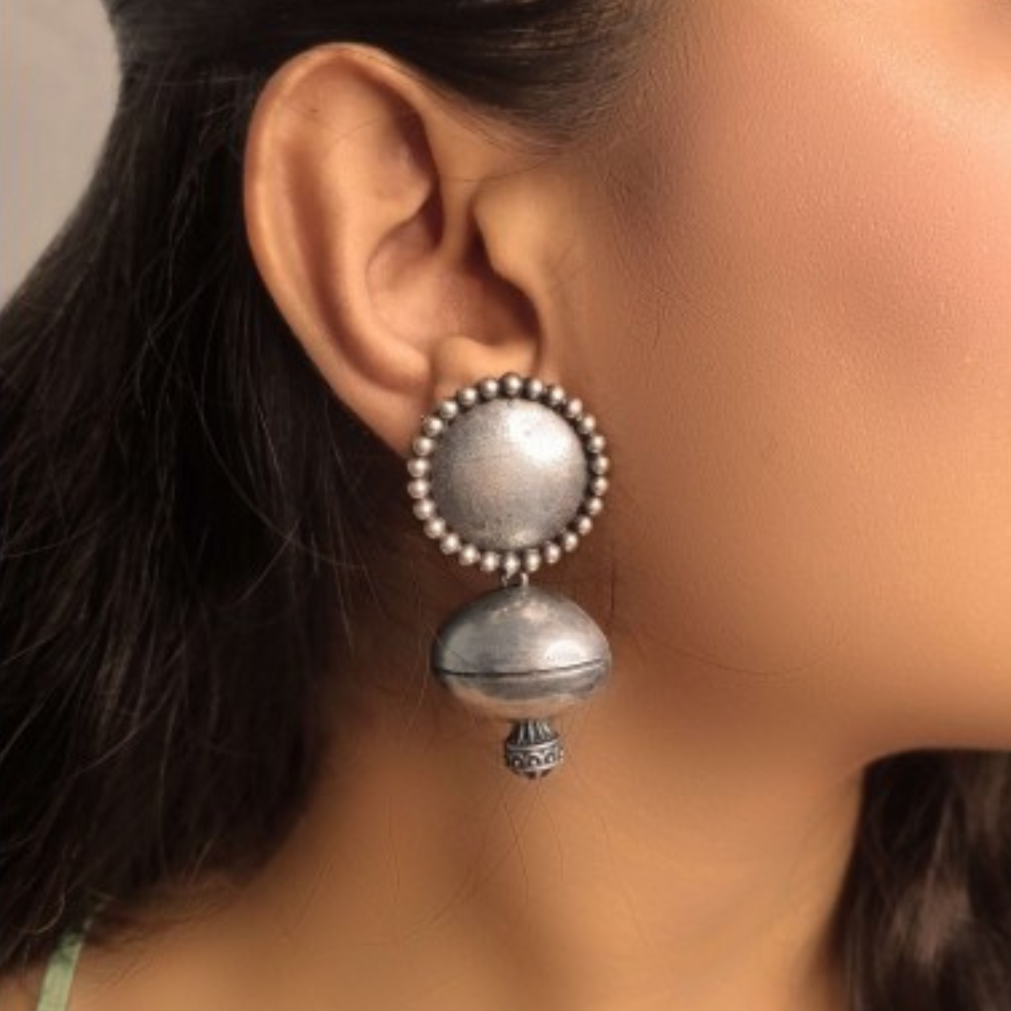 Tribal Oxidized Silver Plated Round Drop Earrings - Bold & Unique Jewelry