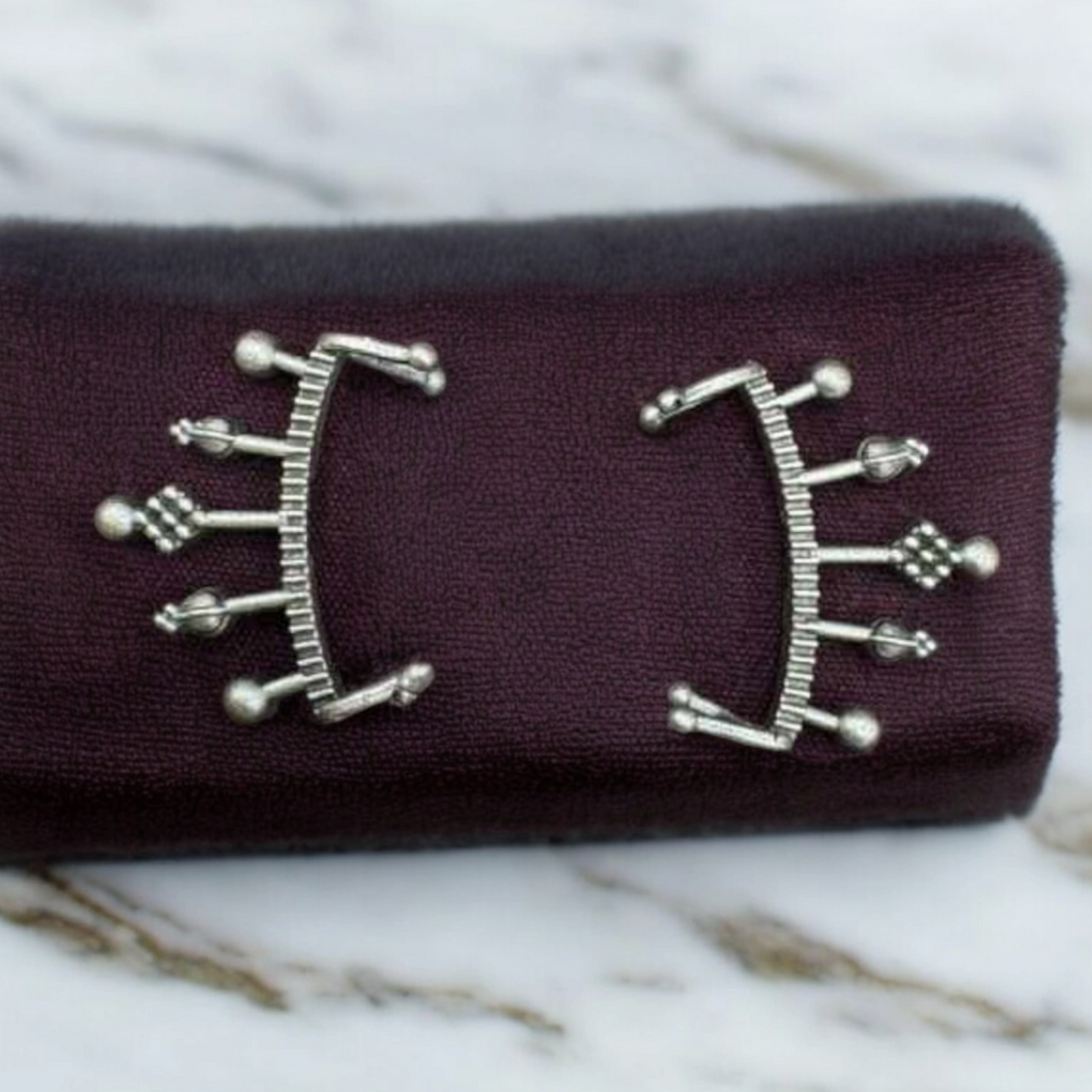 Minimal Pair of Oxidised Silver Ear-cuff Earrings