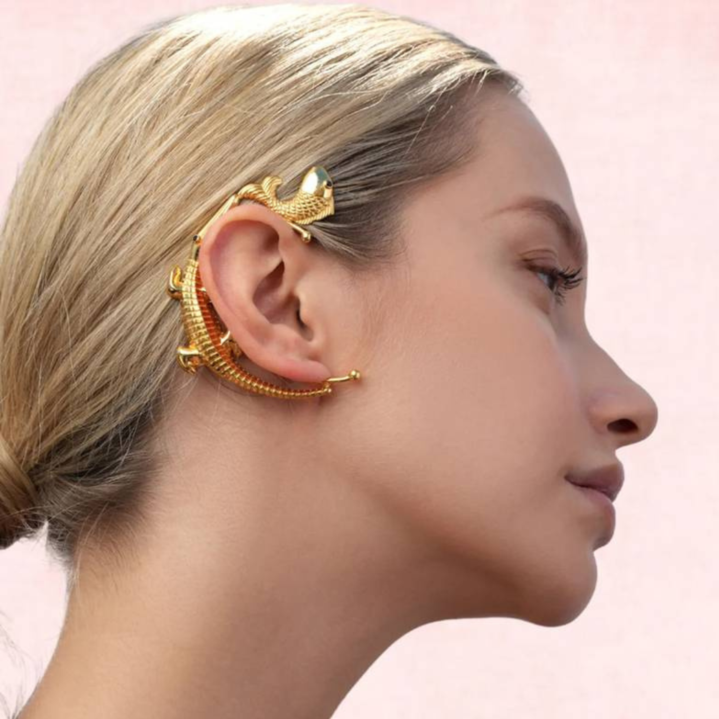 Allegator and Fish Gold Ear Cuffs ( No Piercing Required )