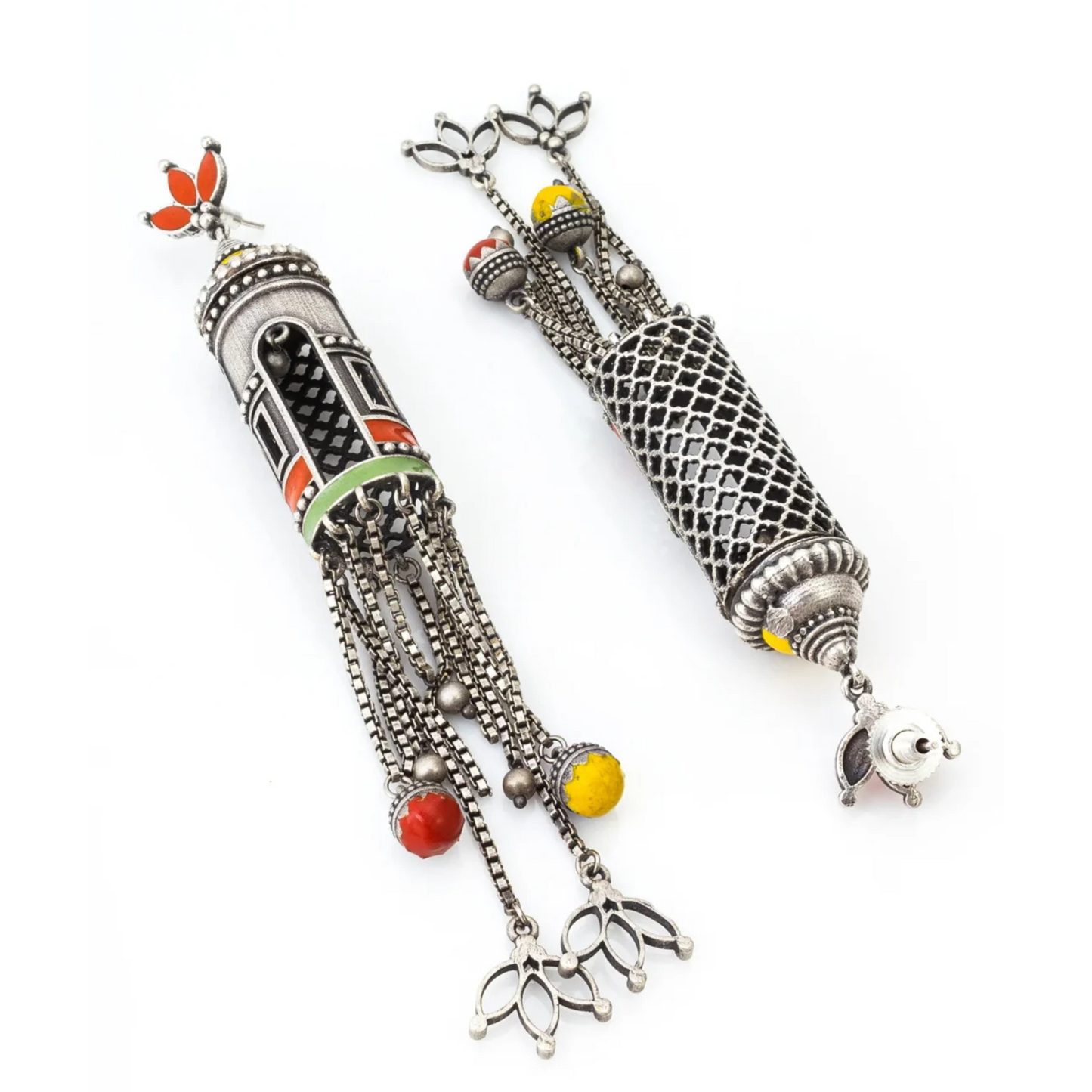 Oxidized Meenakari Jhumka Earrings – Unique Ethnic Jewelry for Every Occasion