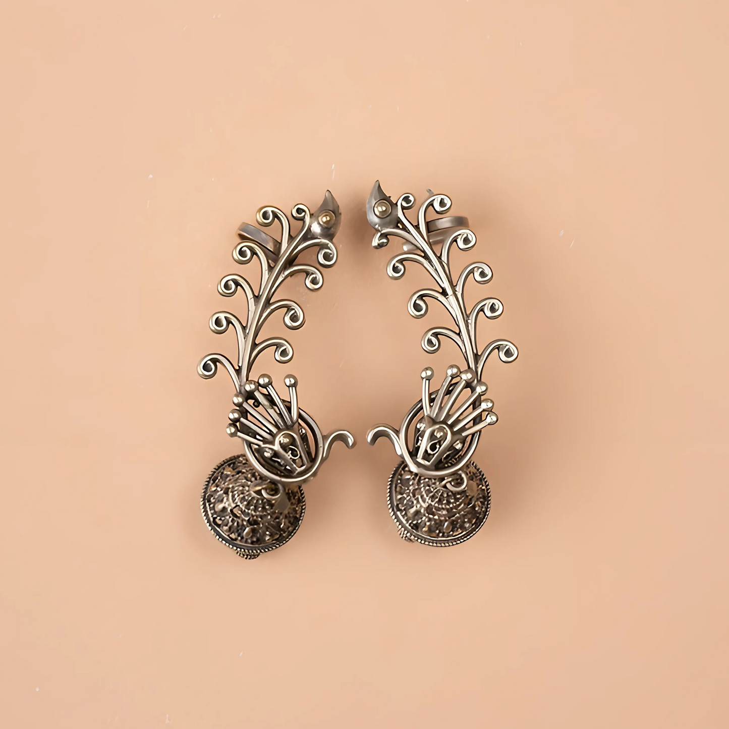 Bird Shape Oxidized Ear Cuff & Jhumki Styled Ear Cuff Earrings – Unique, Stylish Designs