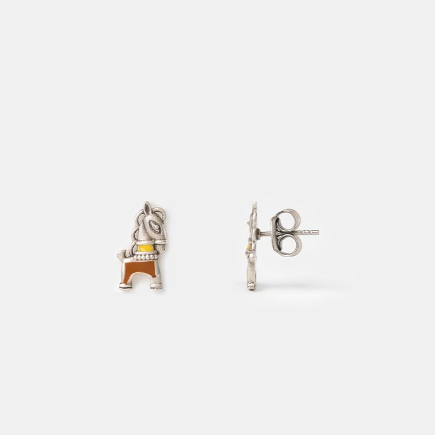 Dulcett Oxidized Meenakari Horse-Shaped Brass Metal Tiny Stud Earrings : Traditional Small Studs for Women