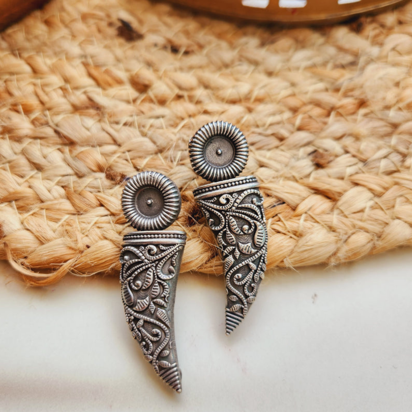 Dulcett Oxidised Silver Earrings | Traditional & Elegant Silver Jewelry for Women