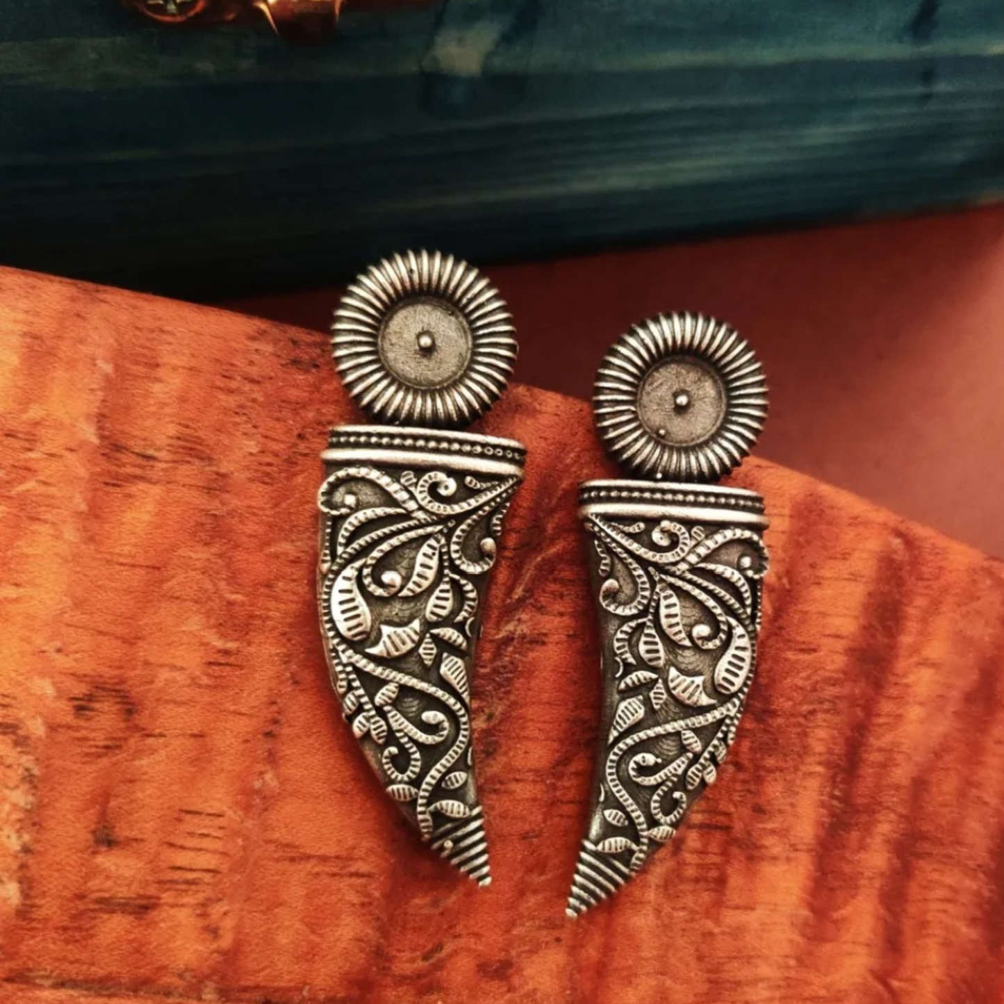 Dulcett Oxidised Silver Earrings | Traditional & Elegant Silver Jewelry for Women