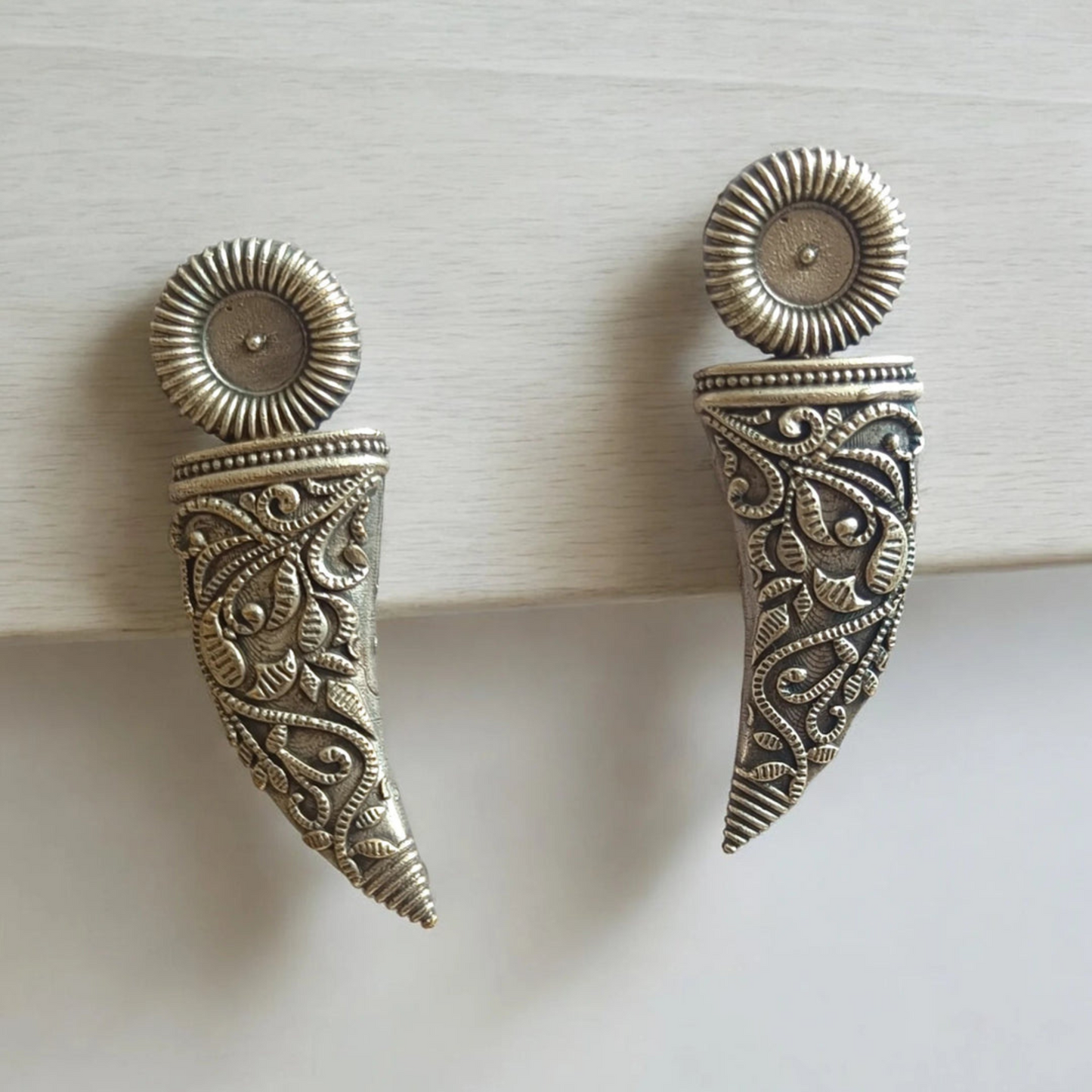 Dulcett Oxidised Silver Earrings | Traditional & Elegant Silver Jewelry for Women