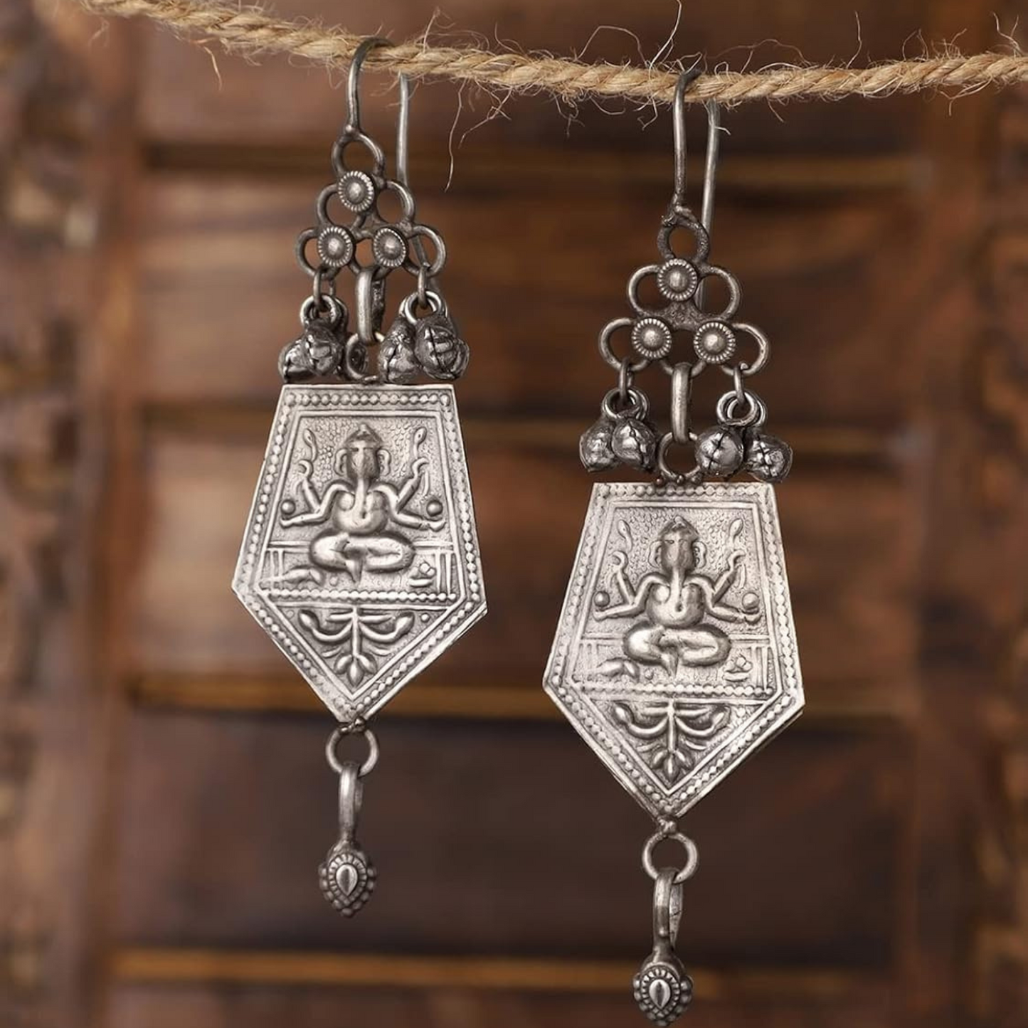Antique Style Drop & Dangler Oxidized Silver Earrings – Elegant Traditional Jewelry