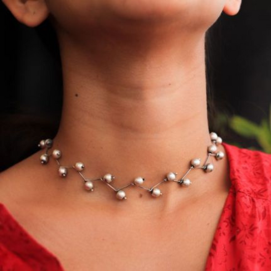 Dulcett Silver Pearl Necklace | Traditional & Elegant Jewelry for Women