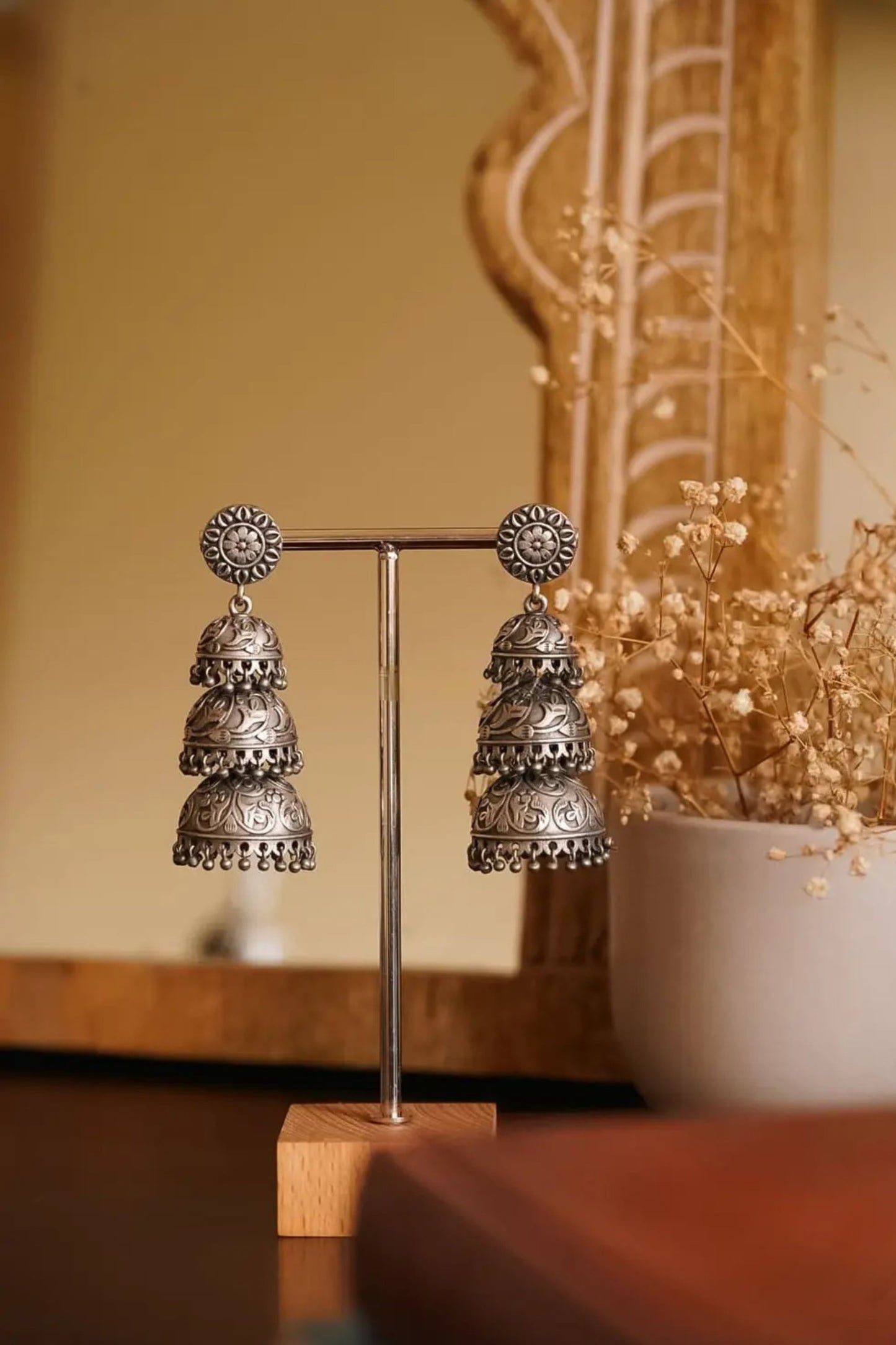 Dulcett Oxidised Jhumka Earrings : Ethnic Style Layered Jhumka