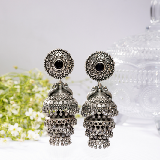Dulcett Oxidised Jhumka Earrings: Traditional Indian Jewelry