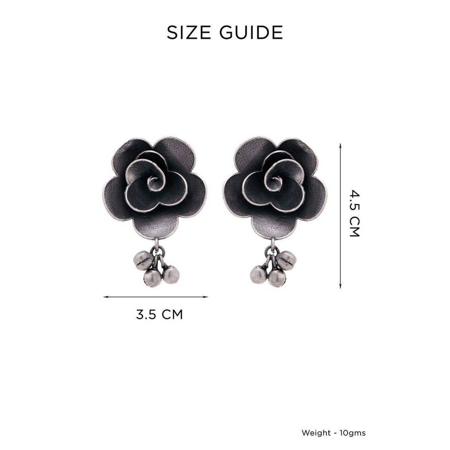 Dulcett Oxidized Earrings For Women : Floral Shape Oxidized Stud Earrings