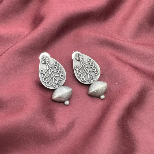 Drop Stud Earrings for Women - Oxidized Silver-Plated Elegant Jewelry