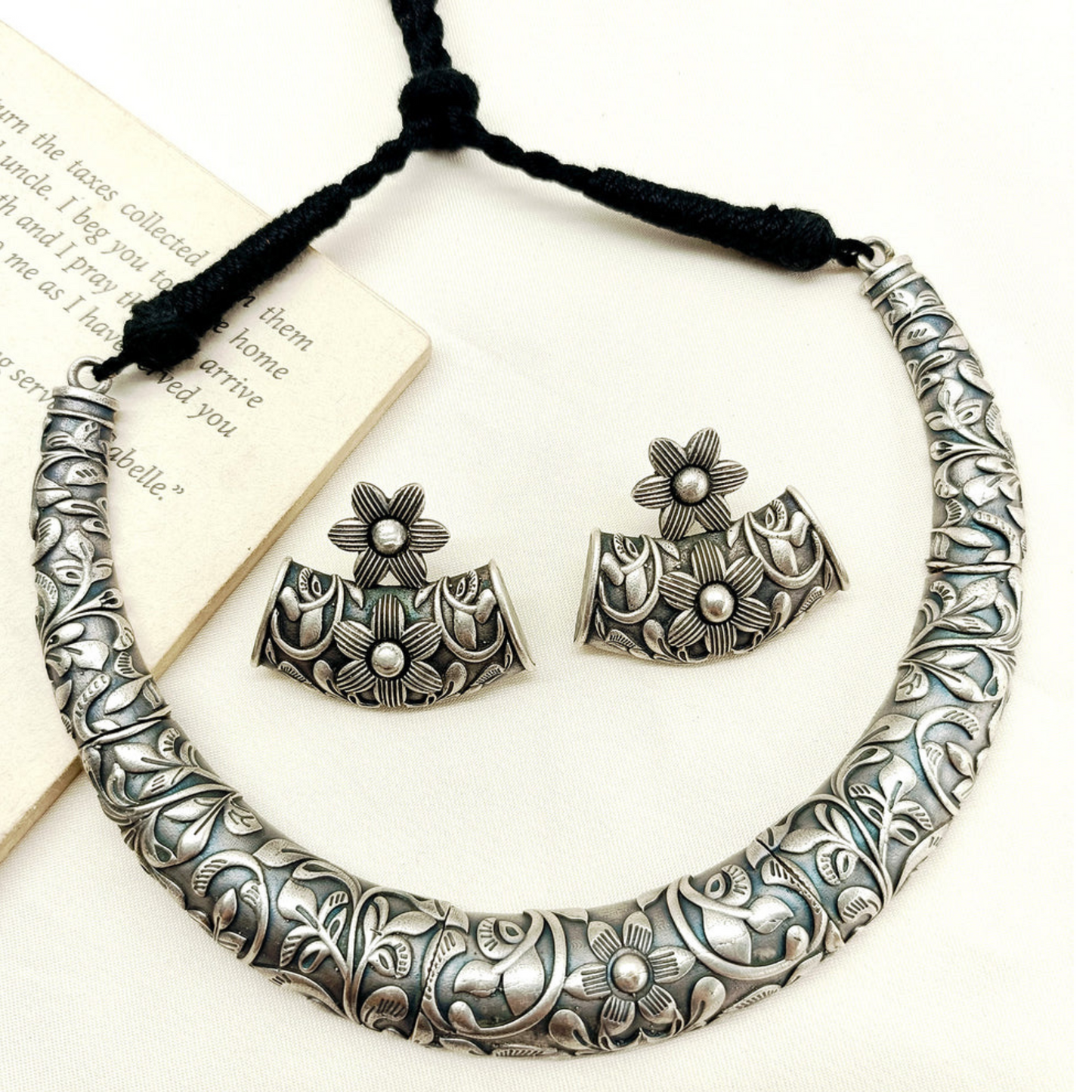 Oxidized Silver-Plated Hasli Set - Traditional Ethnic Necklace for Women
