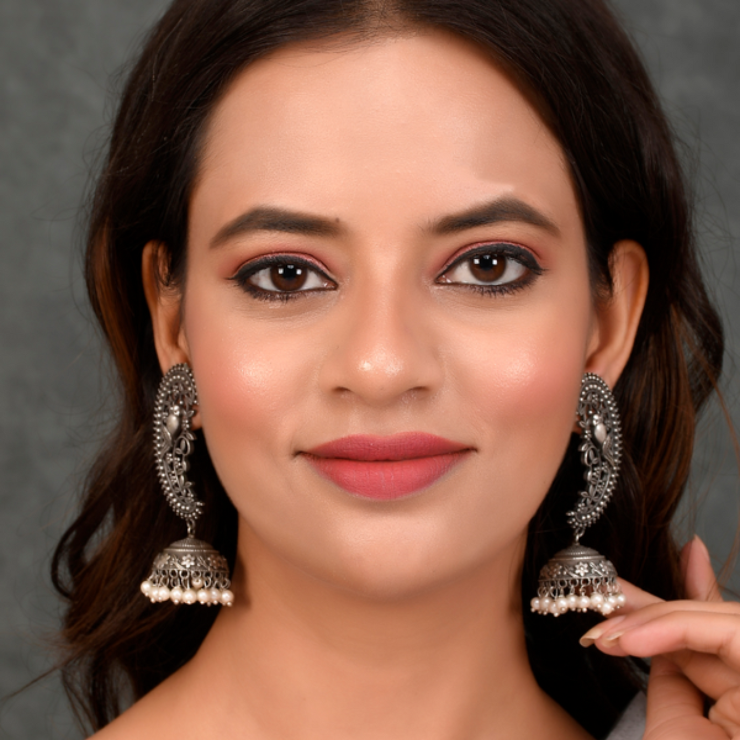 Oxidized Jhumka Earrings with Pearl - Traditional & Elegant Jewelry