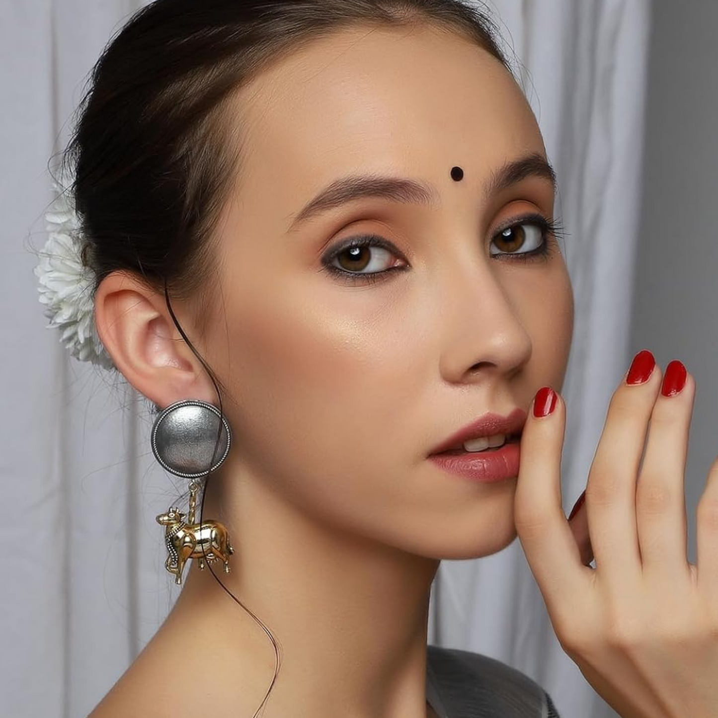 Dual-Tone Nandi Earrings - Unique & Symbolic Jewelry