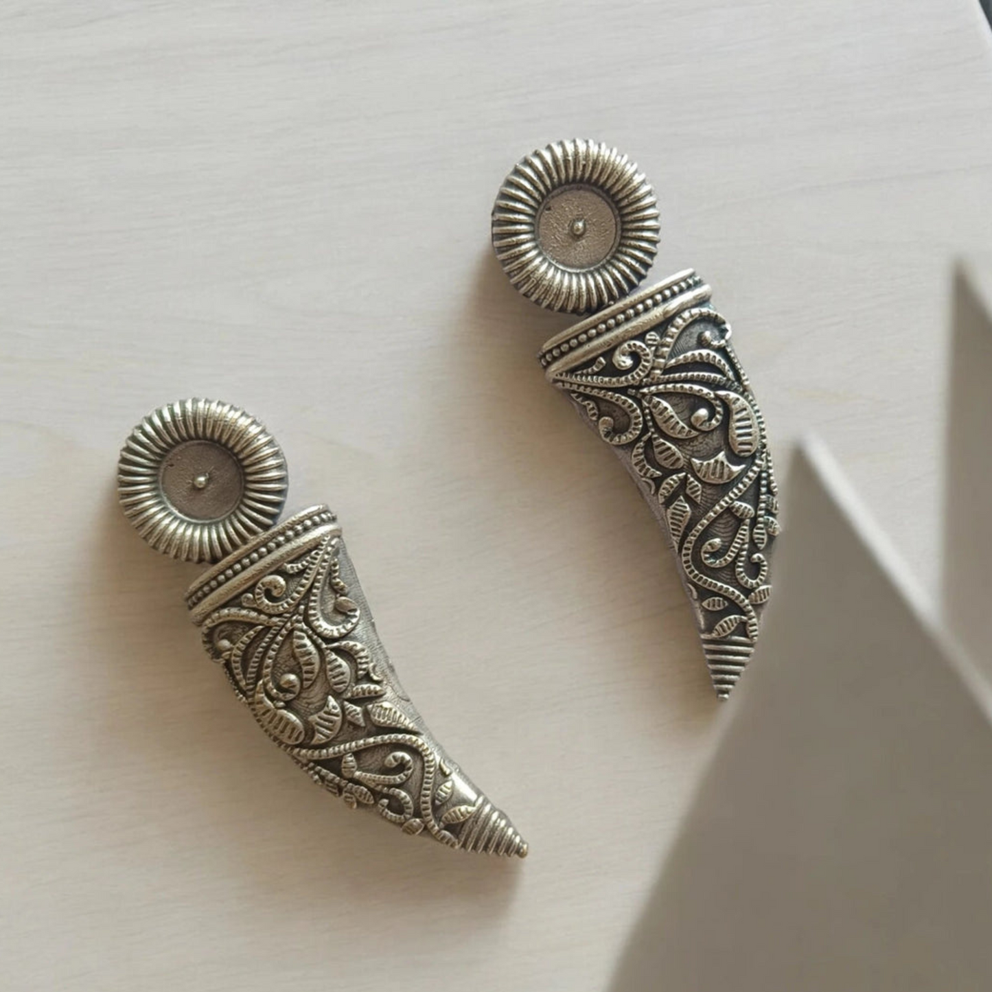 Oxidized Drop Stud Earrings - Sword Shape, Bold & Unique Jewelry