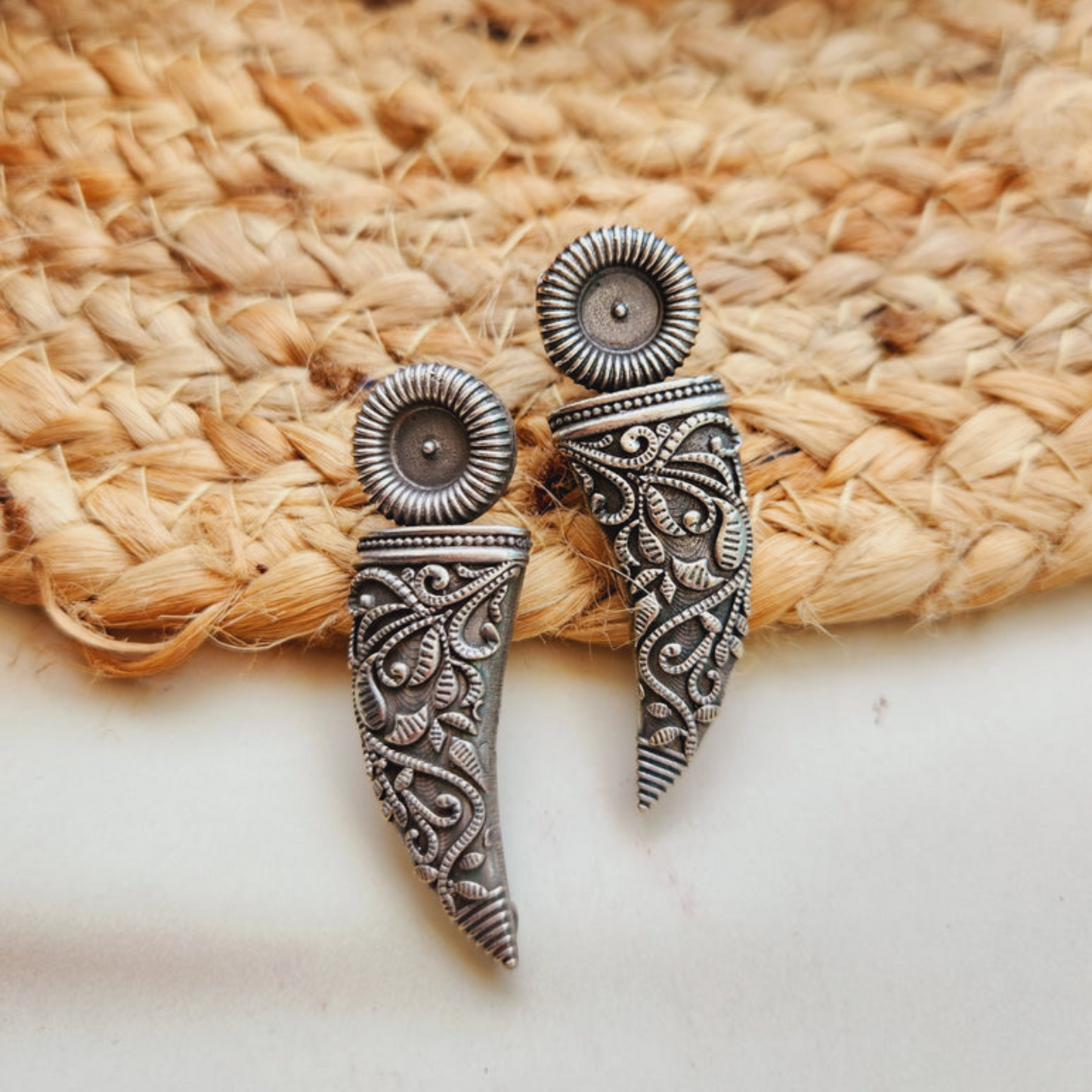 Oxidized Drop Stud Earrings - Sword Shape, Bold & Unique Jewelry