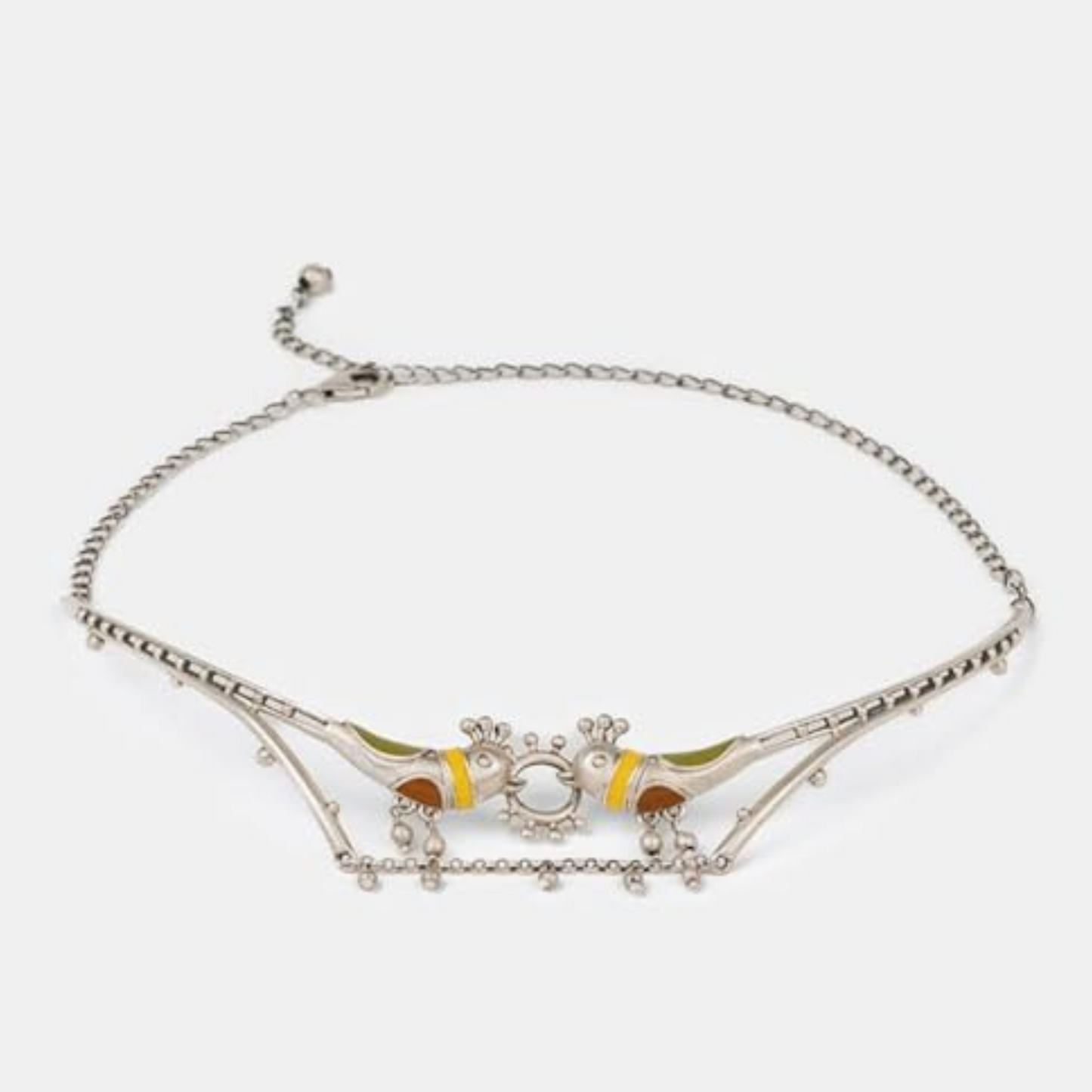 Oxidized Silver Necklace/ Silver Meenakari Necklace/ Afghani Jewelry / Boho Necklace/ Bollywood Jewelry, Indian Hand painted Necklace