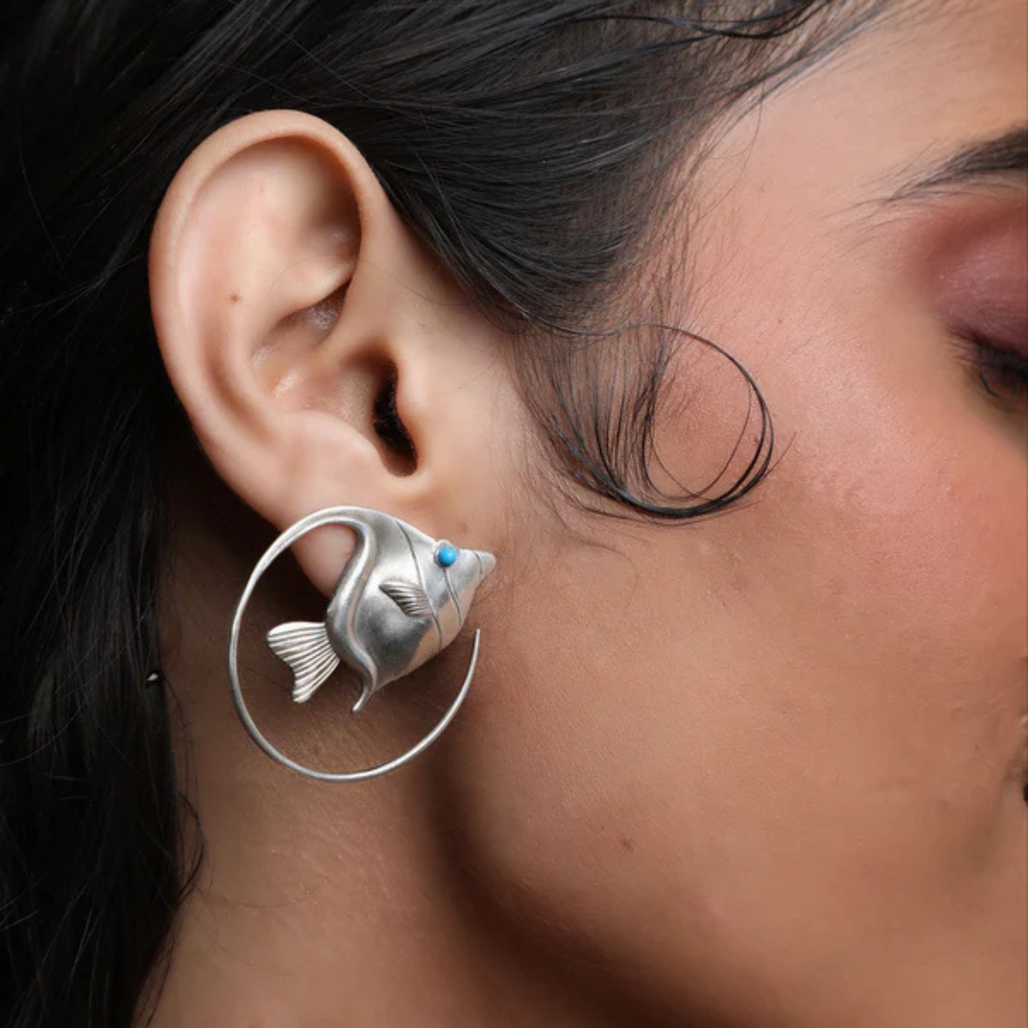 Silver Plated Stud Earrings Fish Shape Stud Earrings