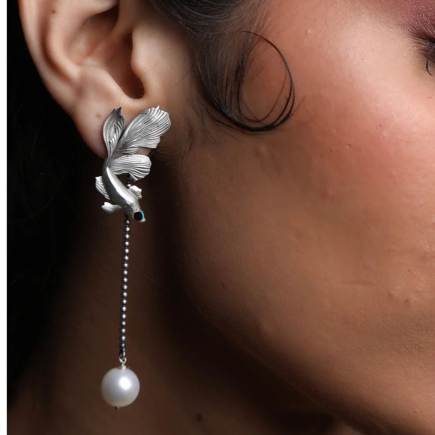 Siamese Fish  Drop Earrings with pearl