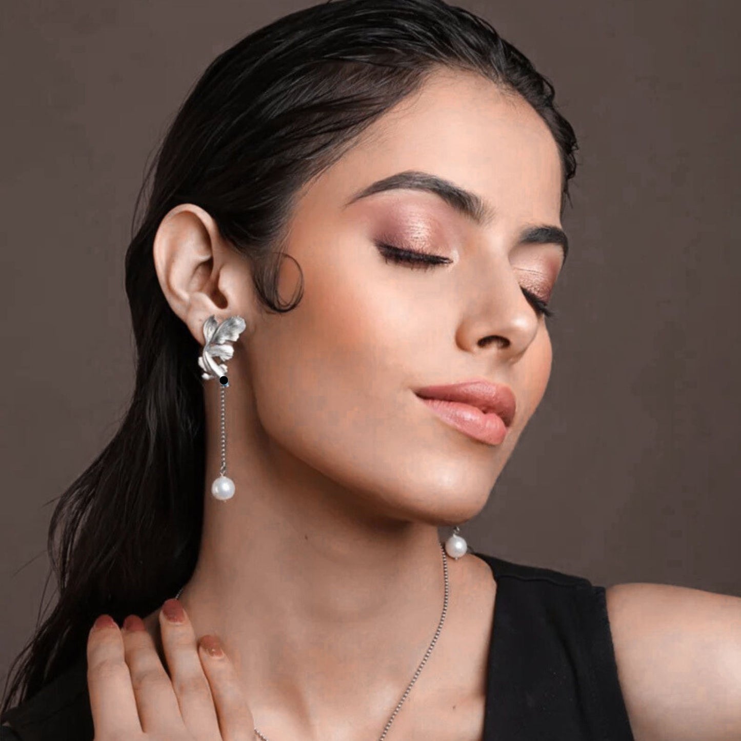 Siamese Fish  Drop Earrings with pearl