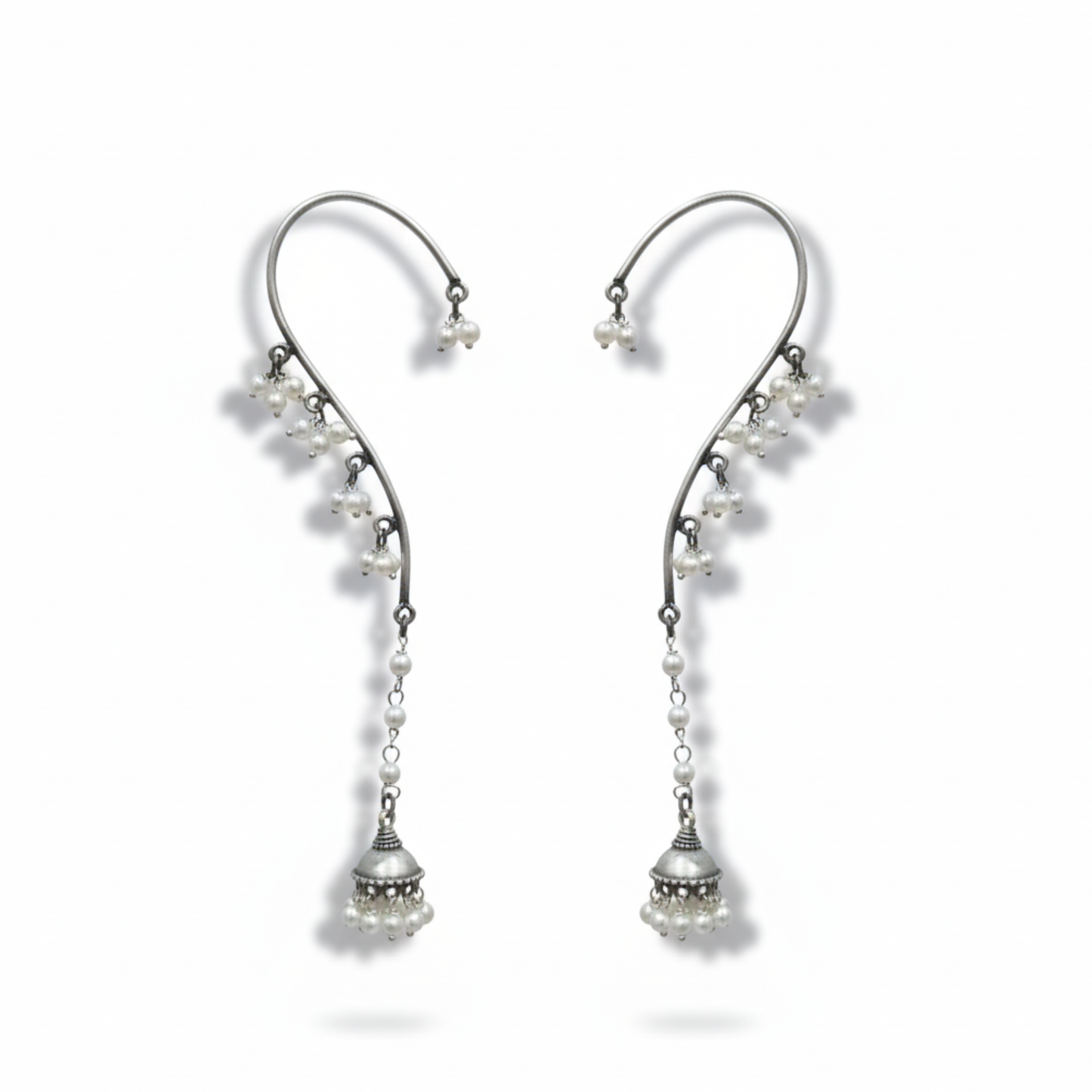 Pearl Jhumki Ear cuff Earrings, Ear Climbers with Pearls