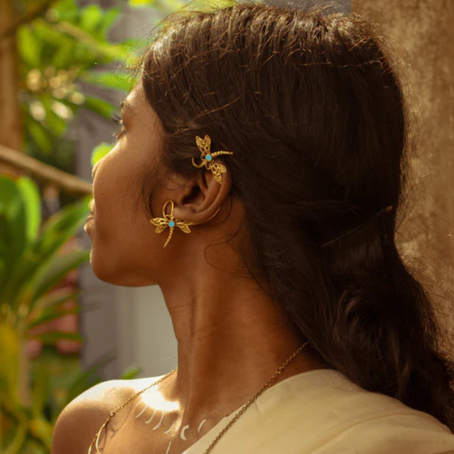 Dragonfly Boho Ear Cuff, Dragonfly Brass Ear Cuff