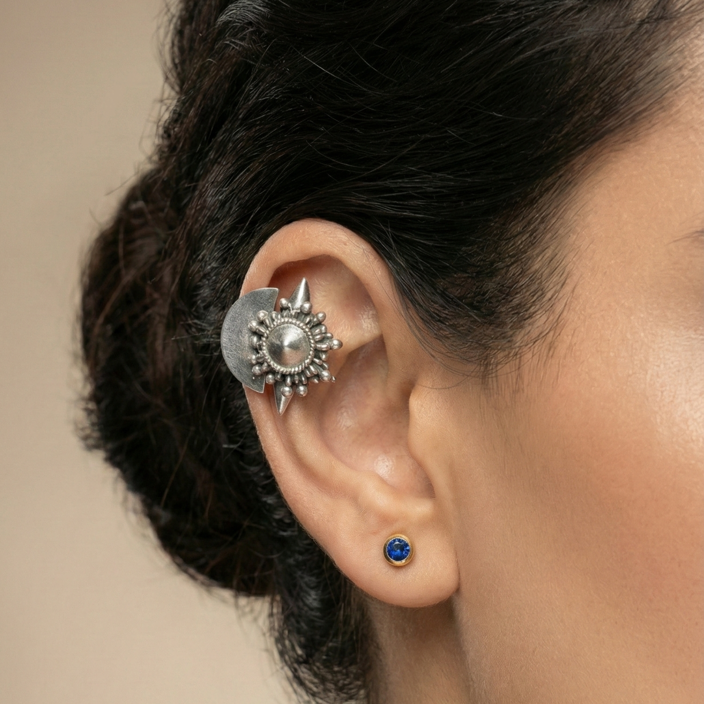 Traditional Maharashtrian Oxidized Bugadi – Non-Piercing Clip-On Earring
